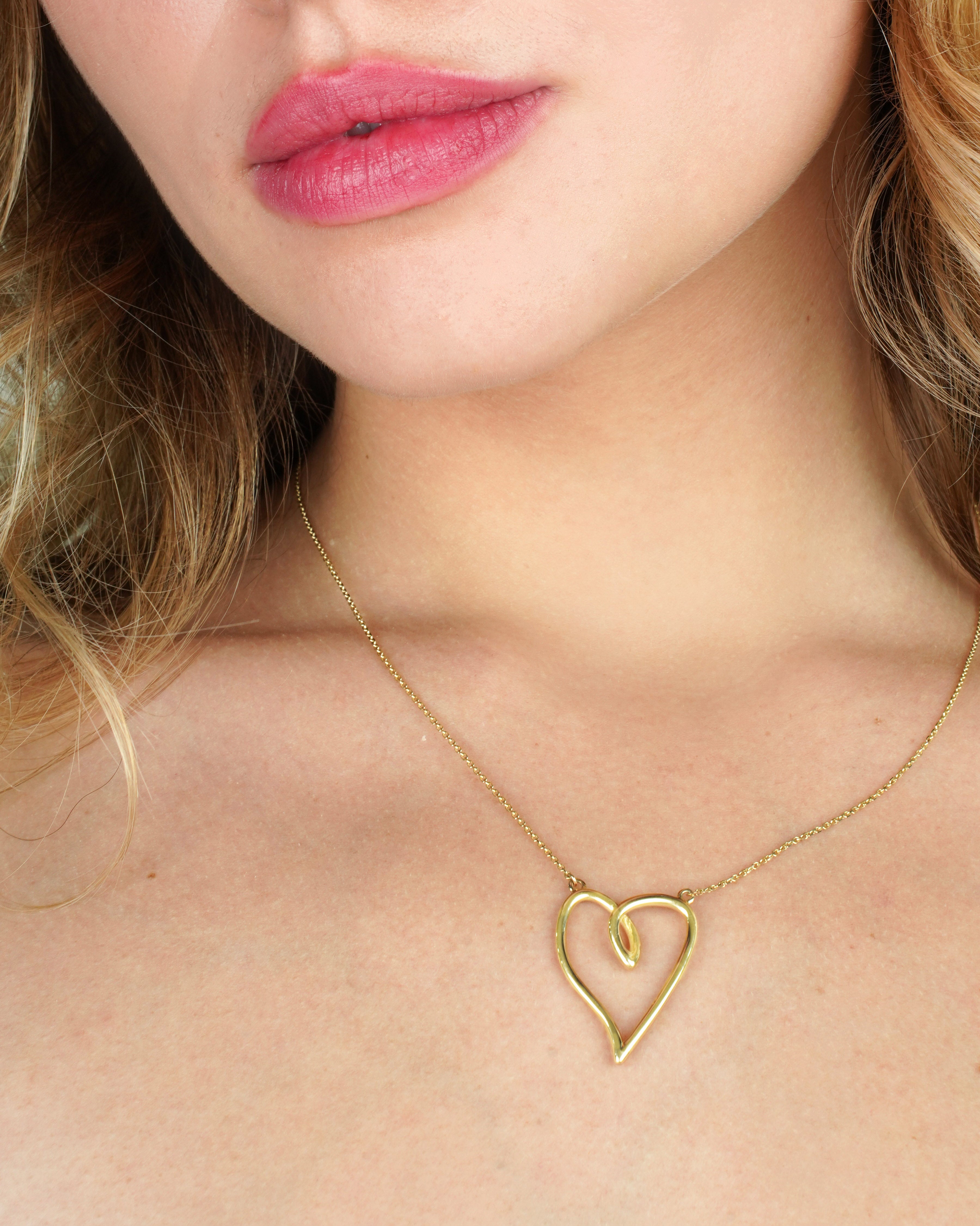 Large Gold Heart Pendant Necklace