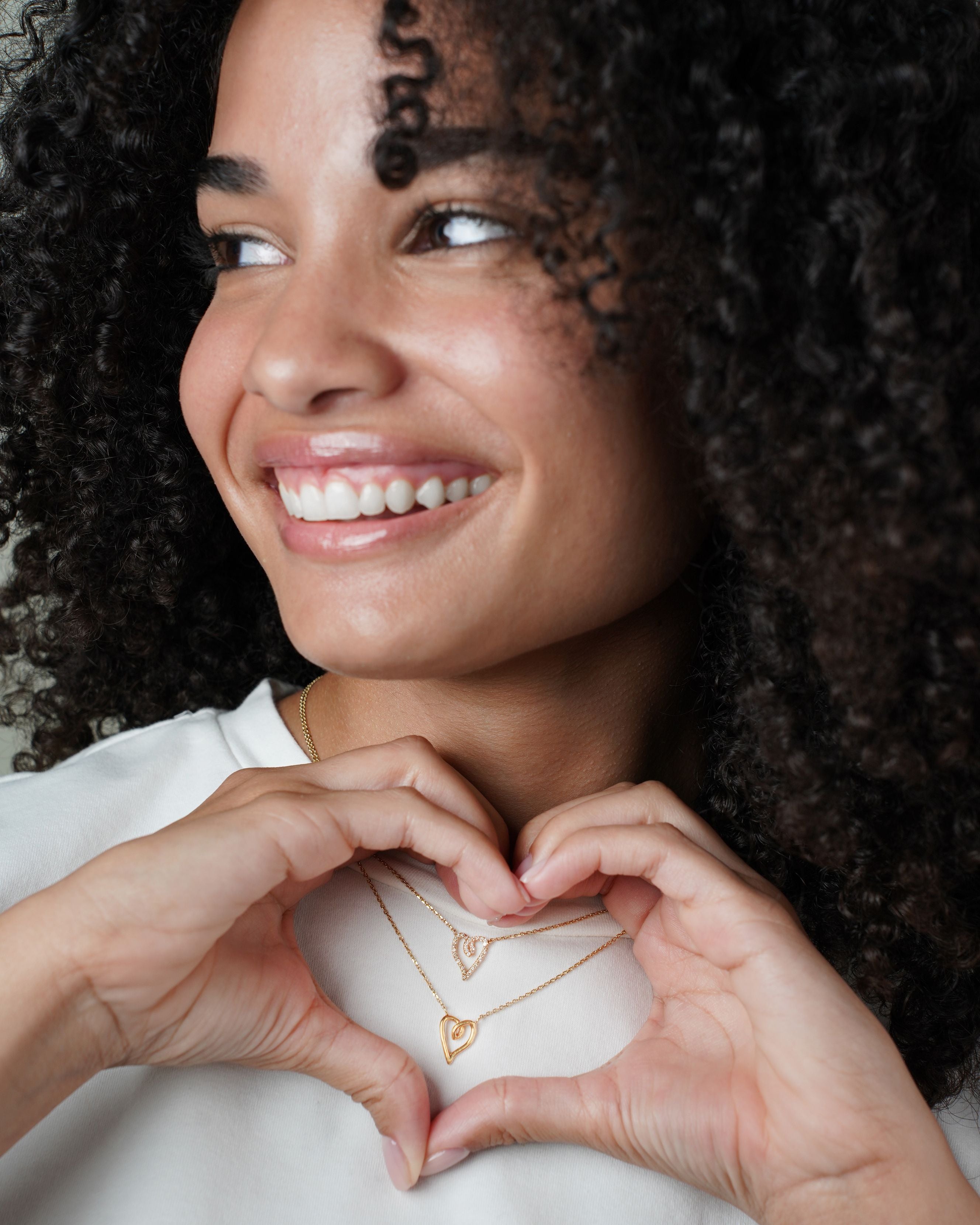 Small Gold and Diamond Heart Pendant Necklace