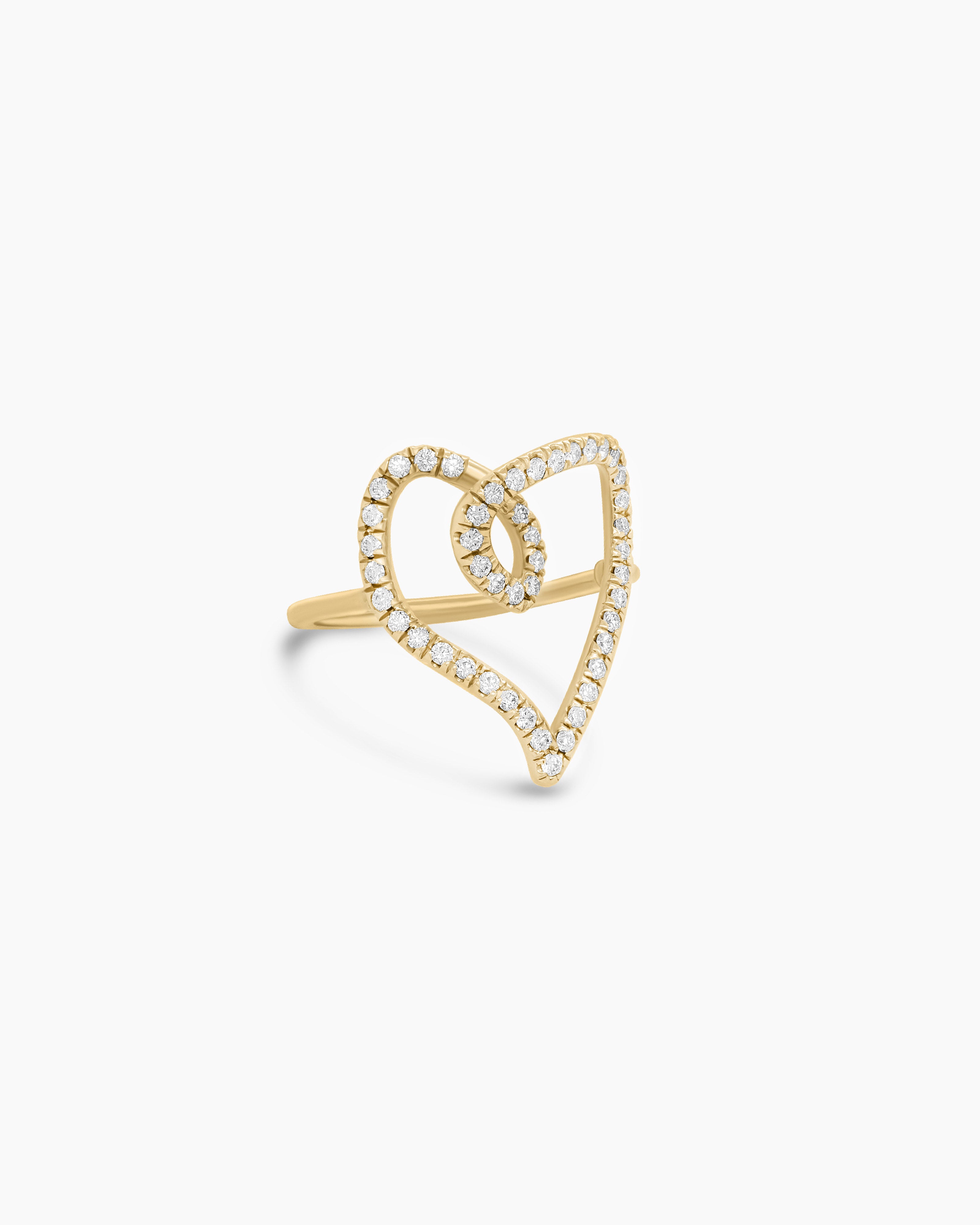 Medium Diamond Heart Scribble Ring