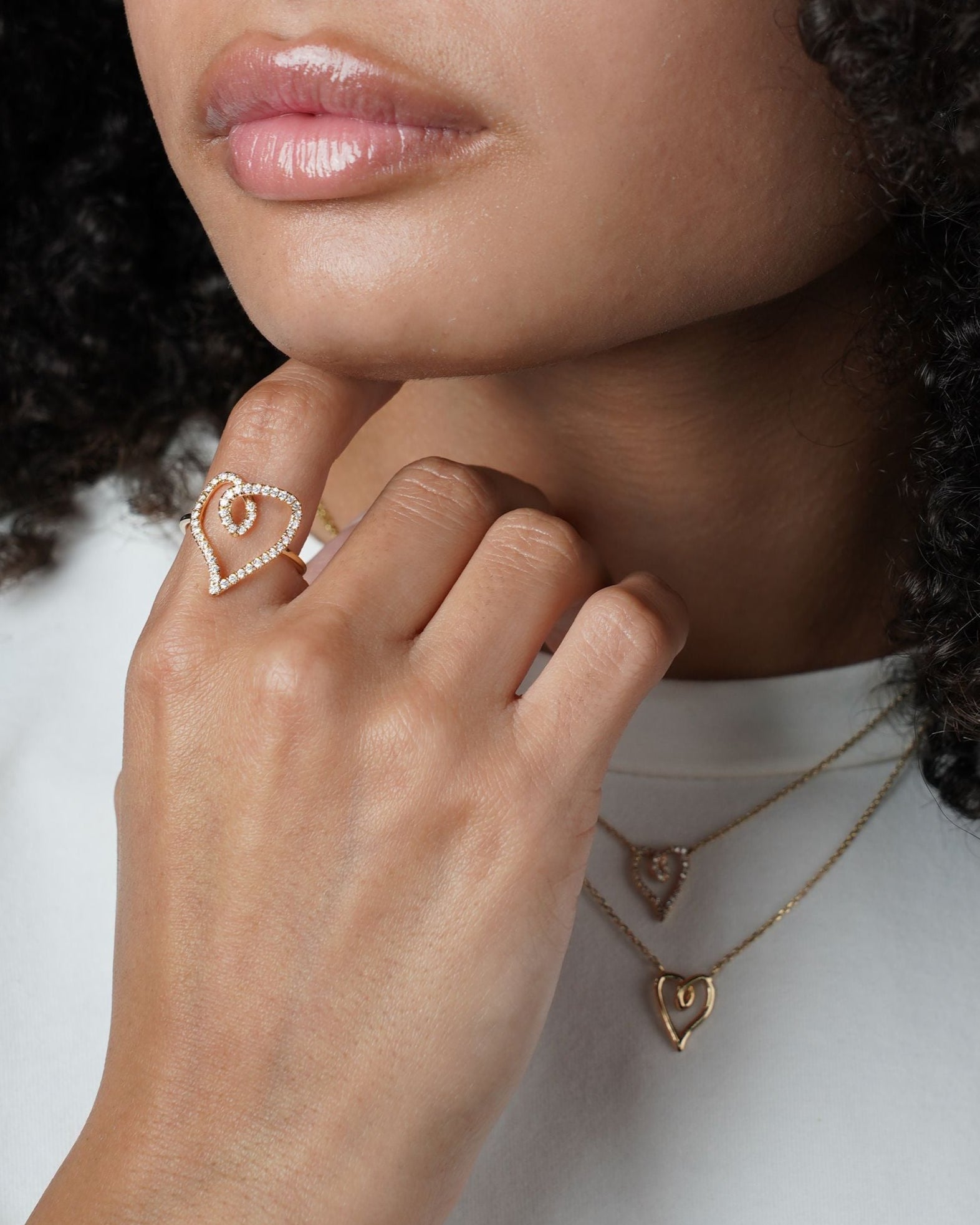 Medium Diamond Heart Scribble Ring