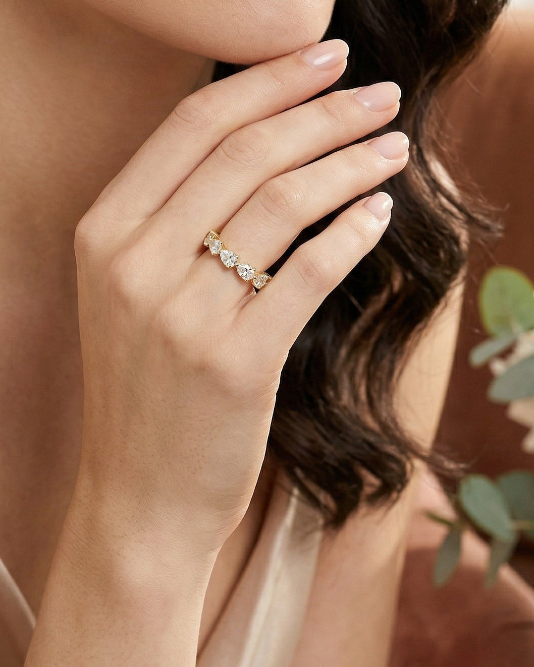 Chosen | Pear Cut Halfway Lab Diamond Band Ring