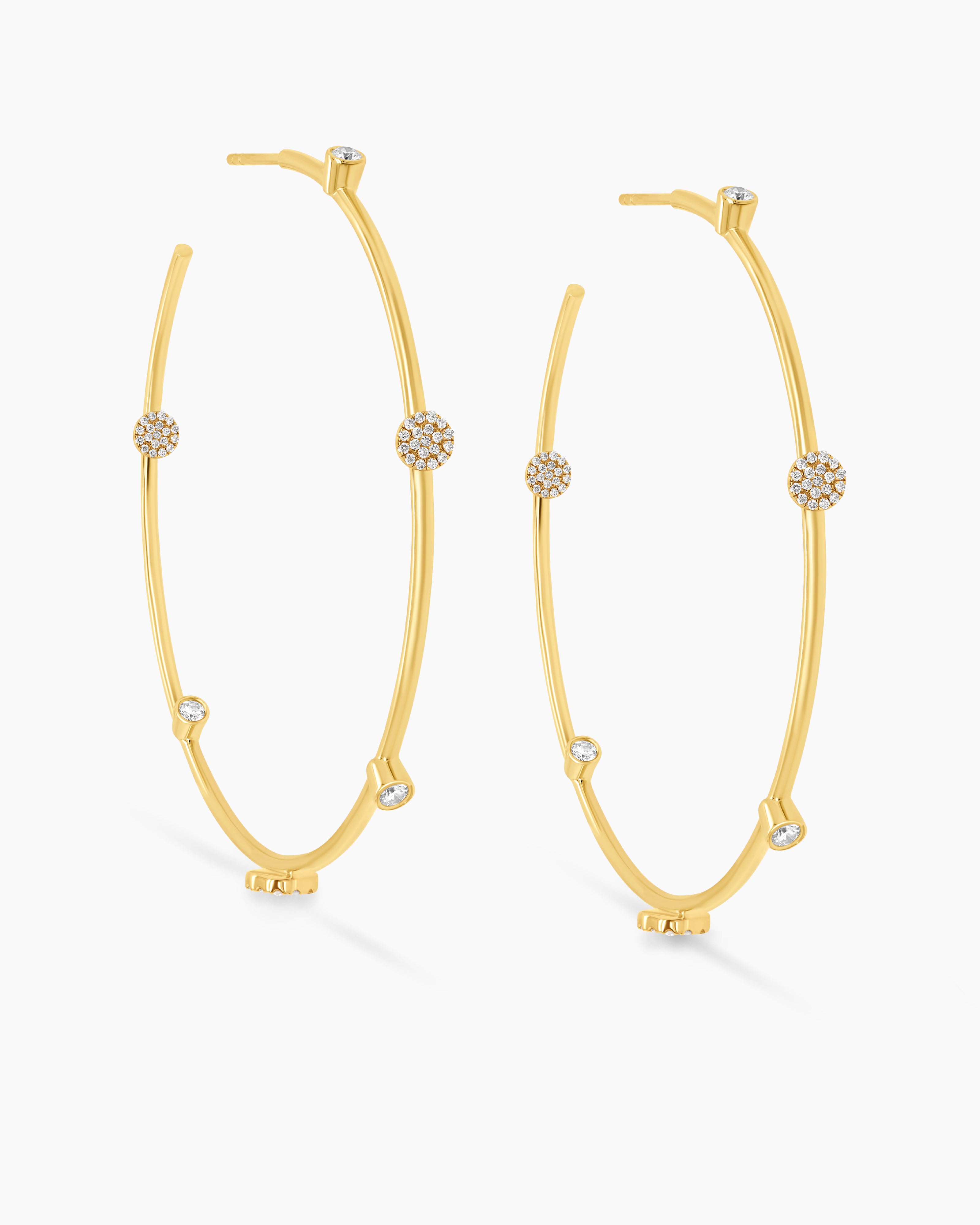 Large Diamond Disc Hoop Earrings