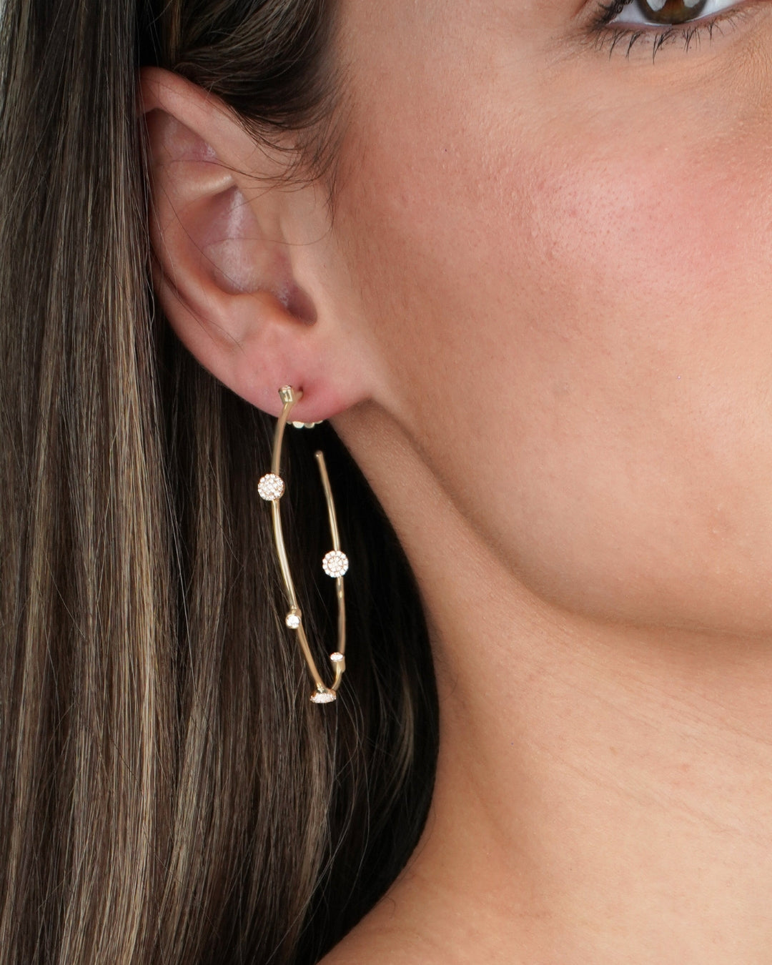 Large Diamond Disc Hoop Earrings