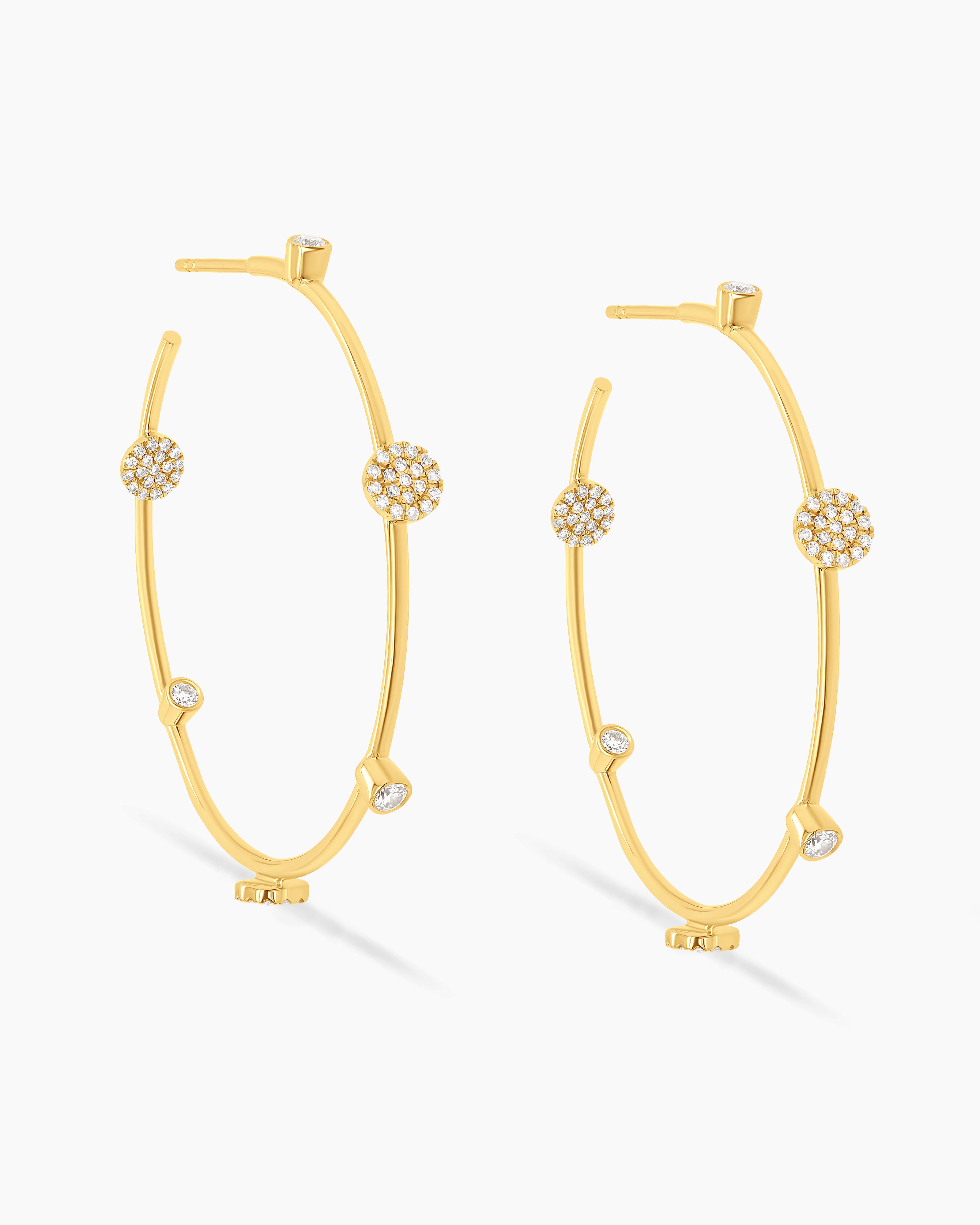 Medium Diamond Disc Hoop Earrings