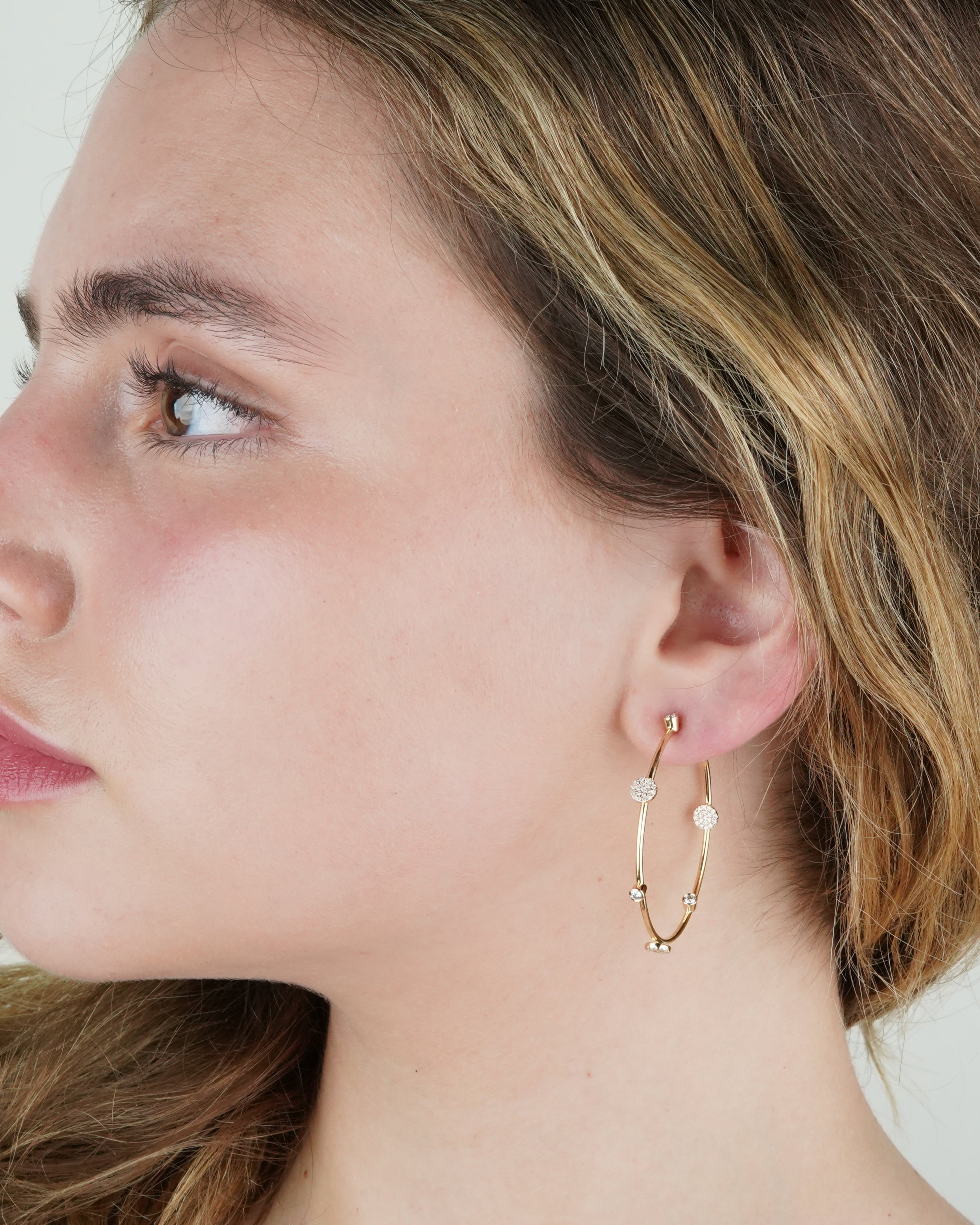 Medium Diamond Disc Hoop Earrings