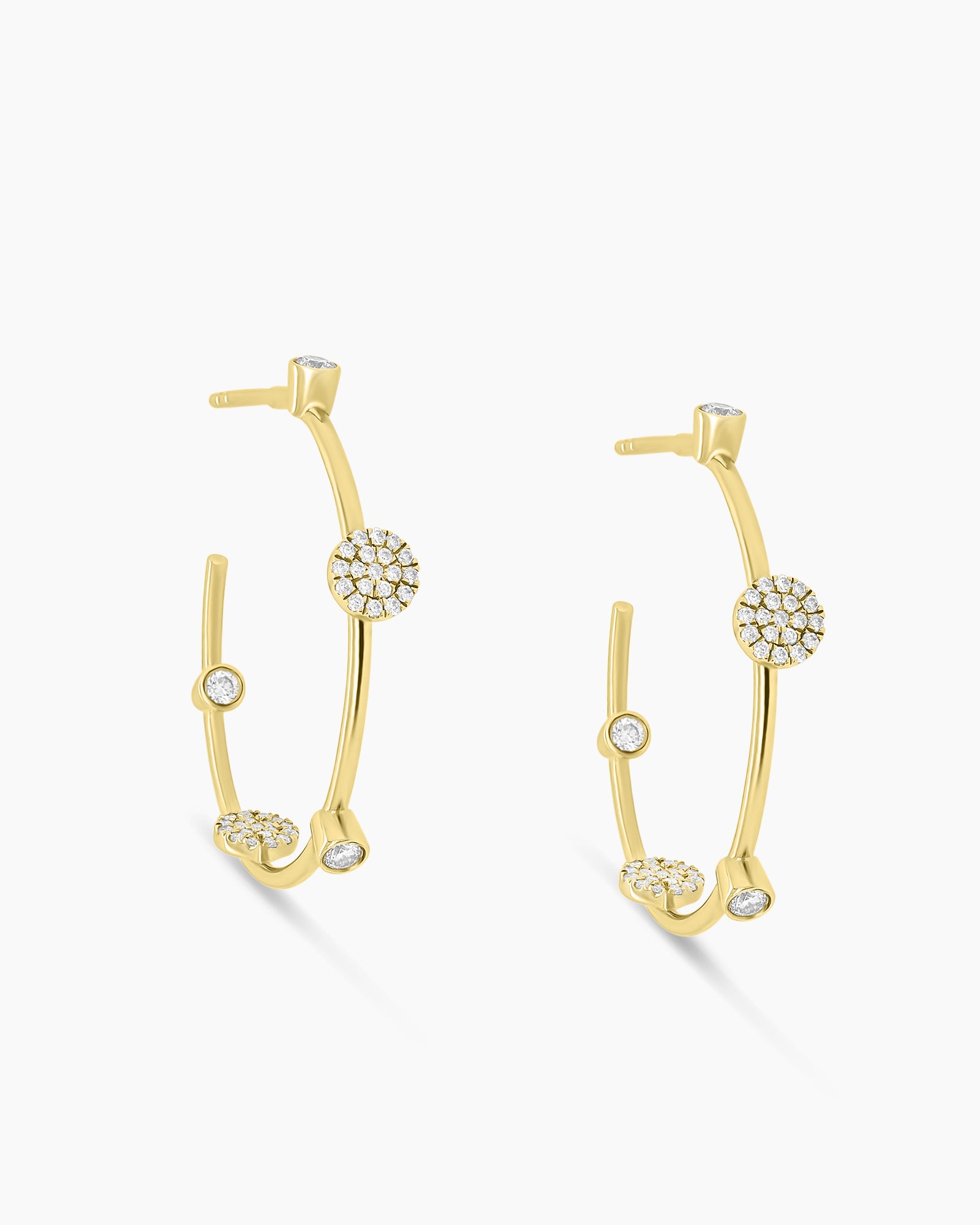 Small Diamond Disc Hoop Earrings