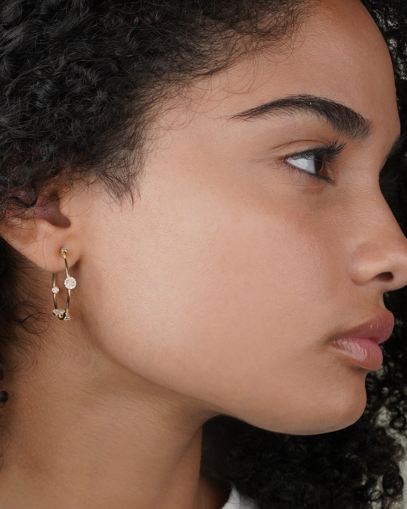 Small Diamond Disc Hoop Earrings