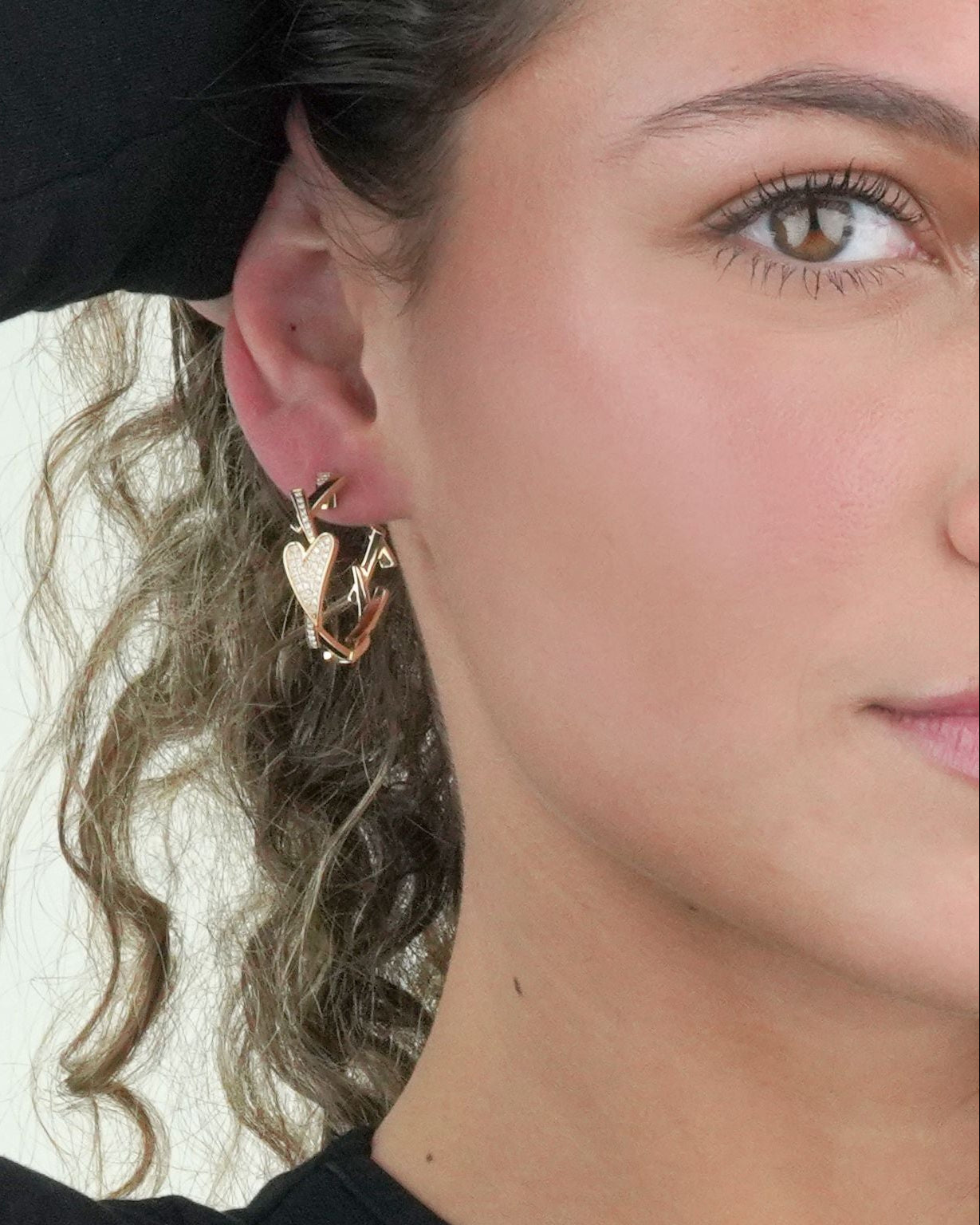 Heart and Thorn Diamond Hoop Earrings