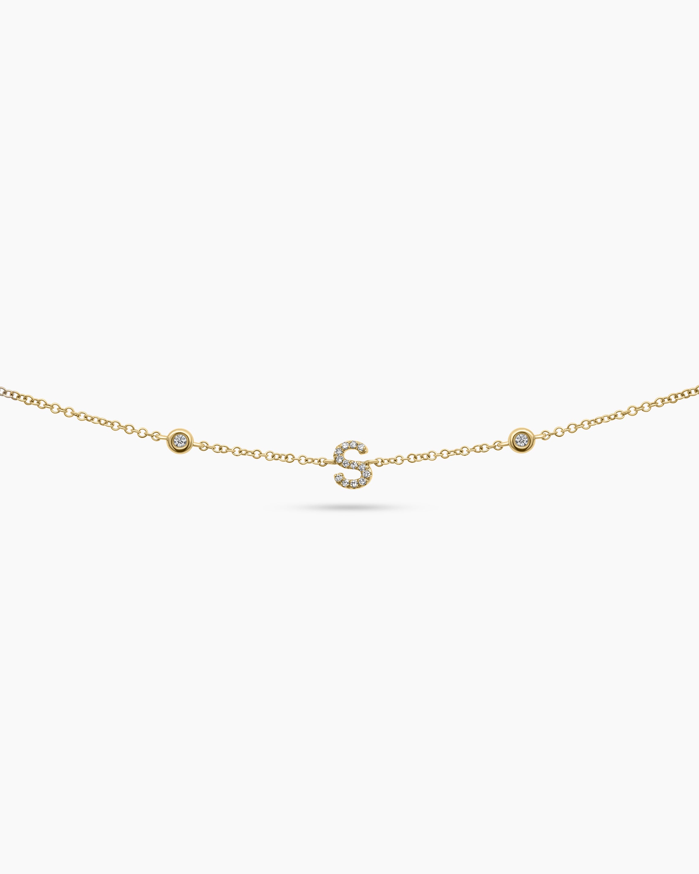 Diamond Initial Chain Bracelet