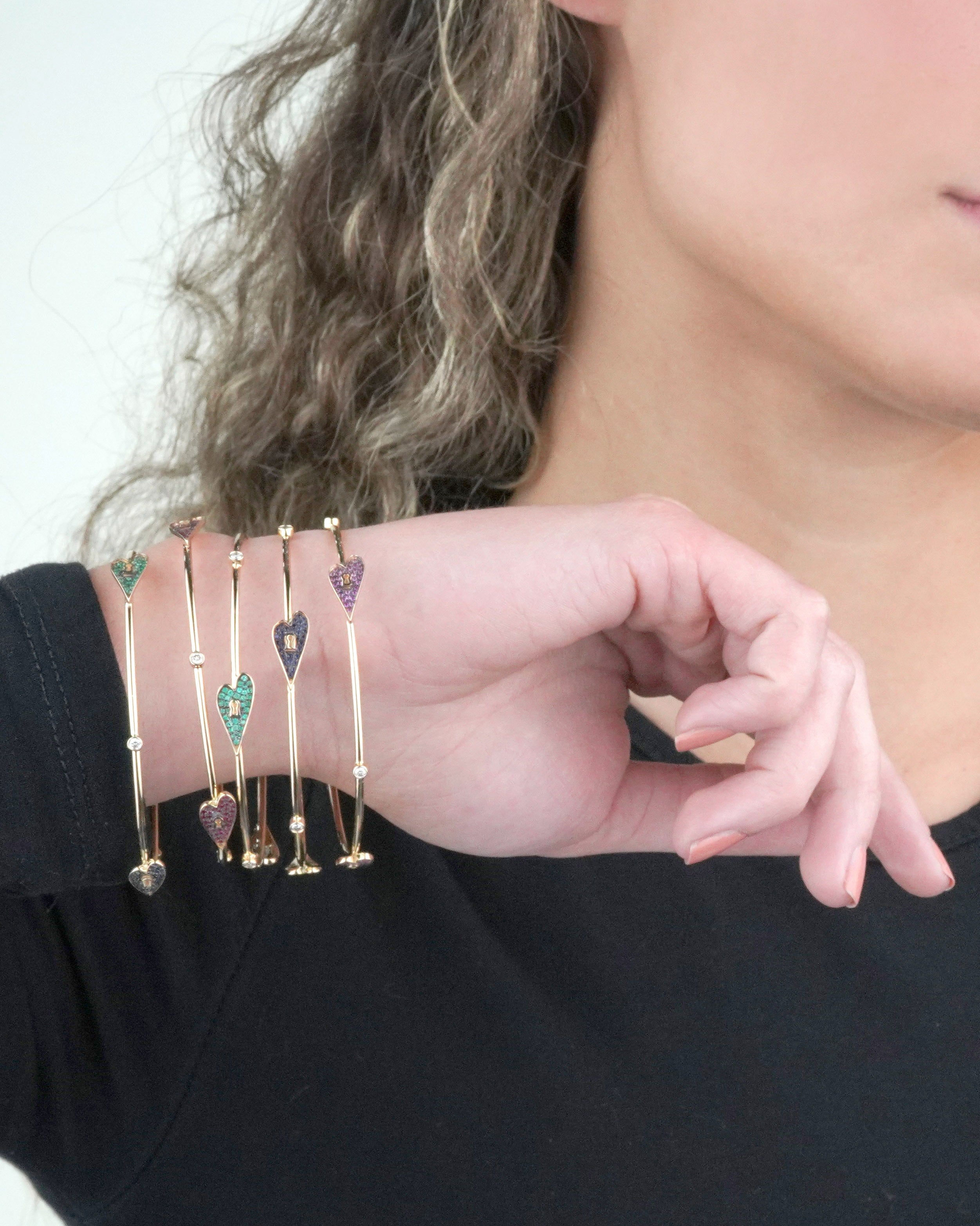 Heart with Keyhole Bangle Bracelet