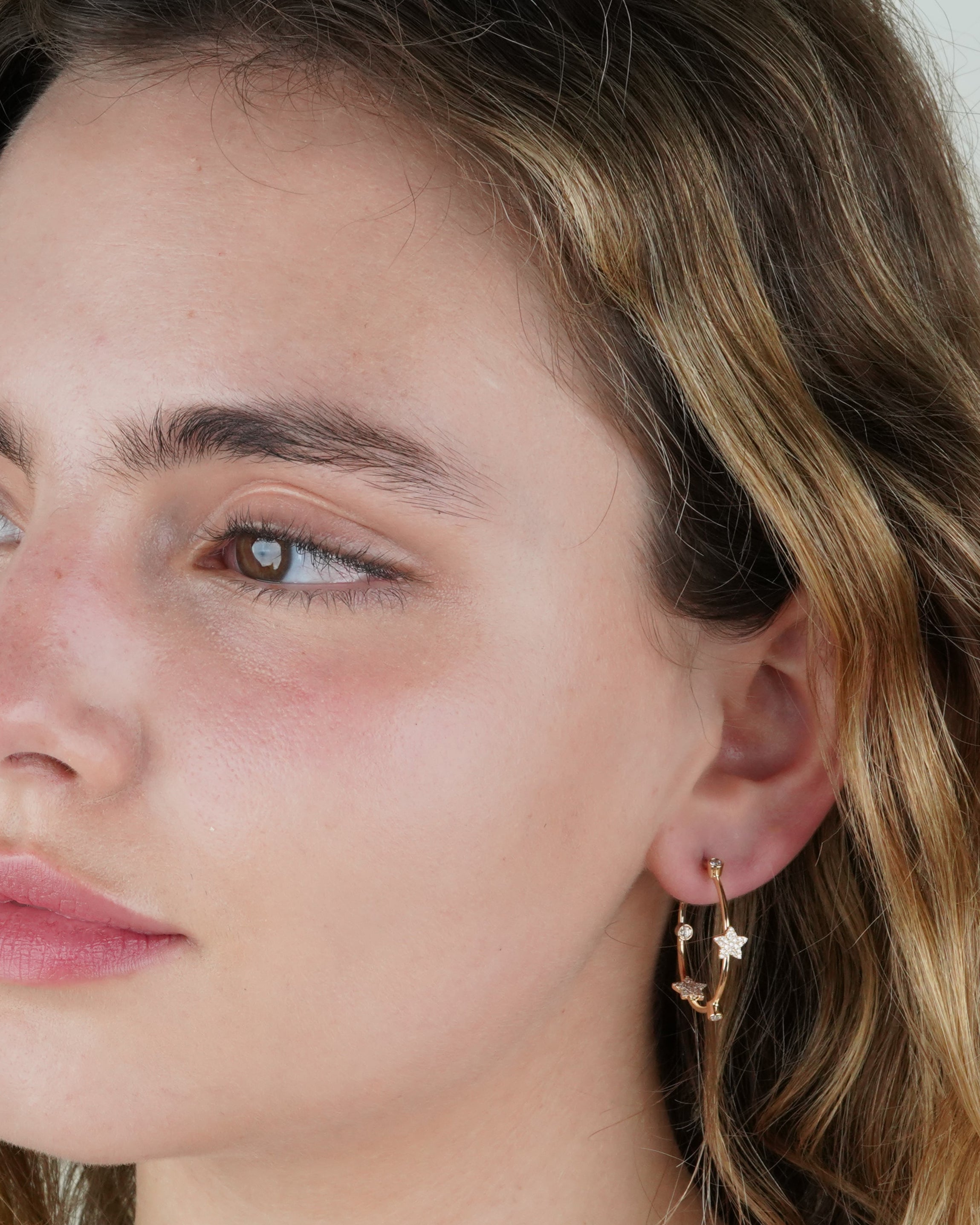 Small Diamond Star Hoop Earrings