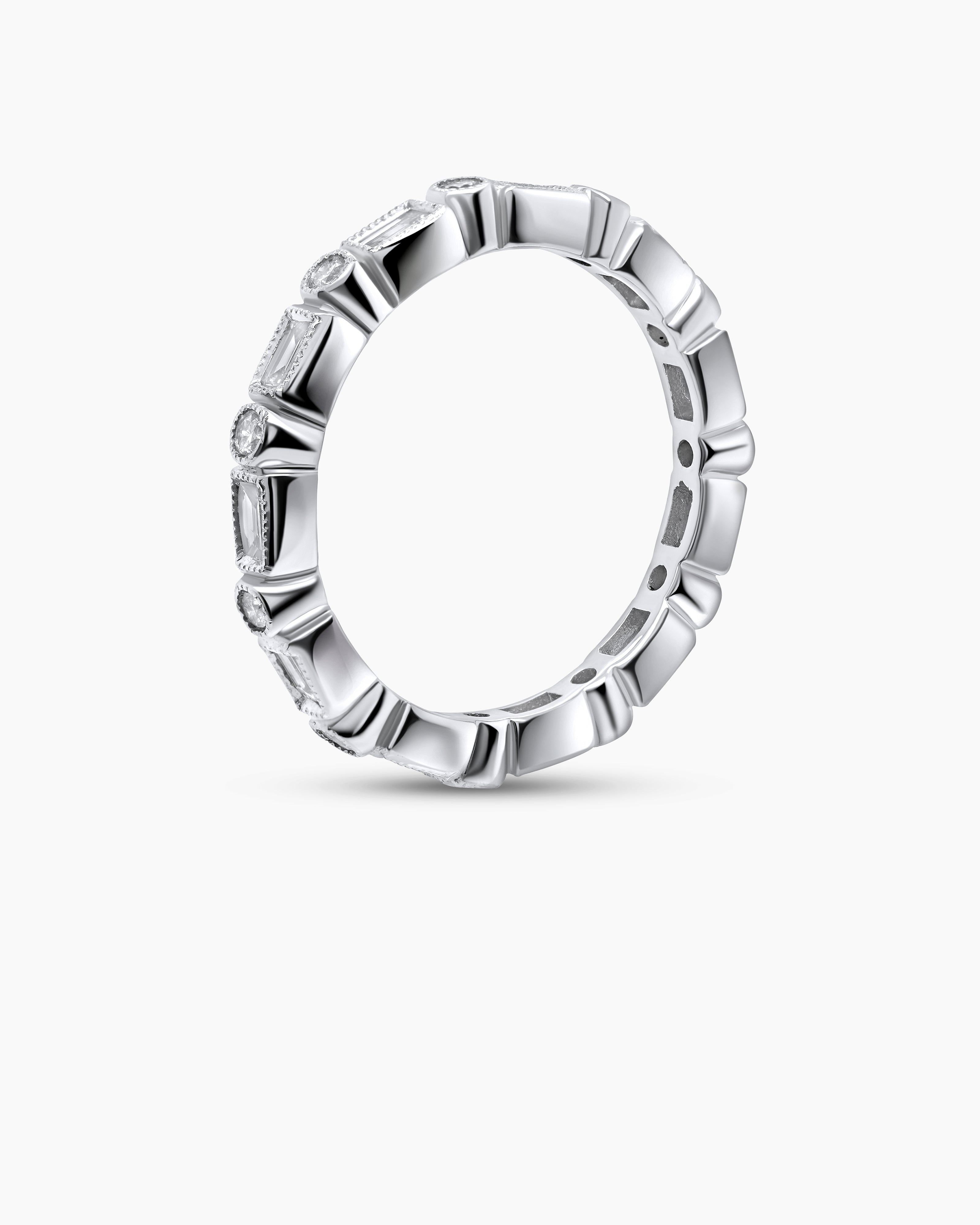 Mil Grain Bezel Set Diamond Wedding Band