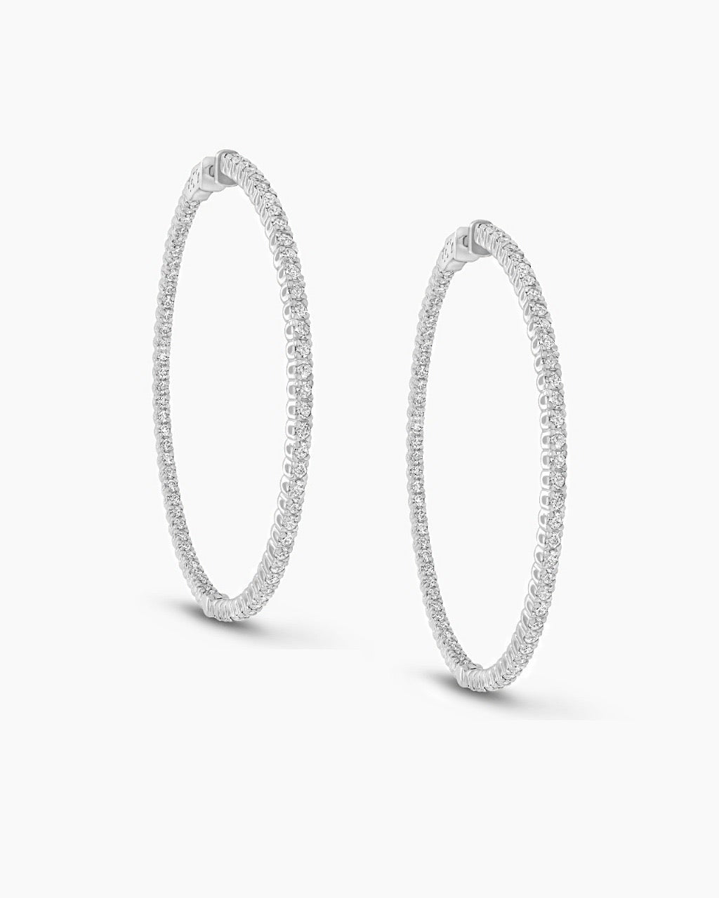 Large Thick Diamond Hoop Earrings