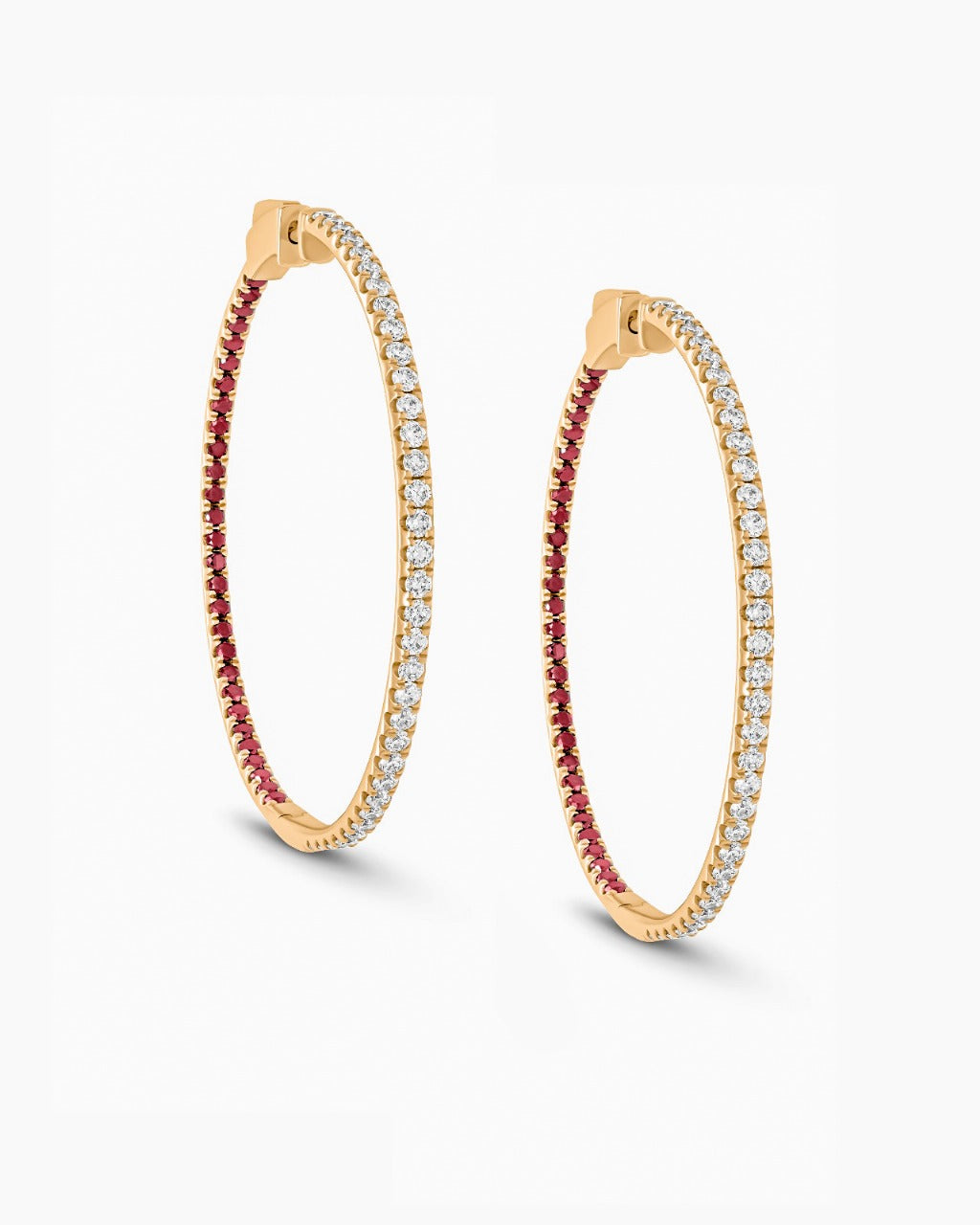 Ruby and Diamond Hoop Earrings