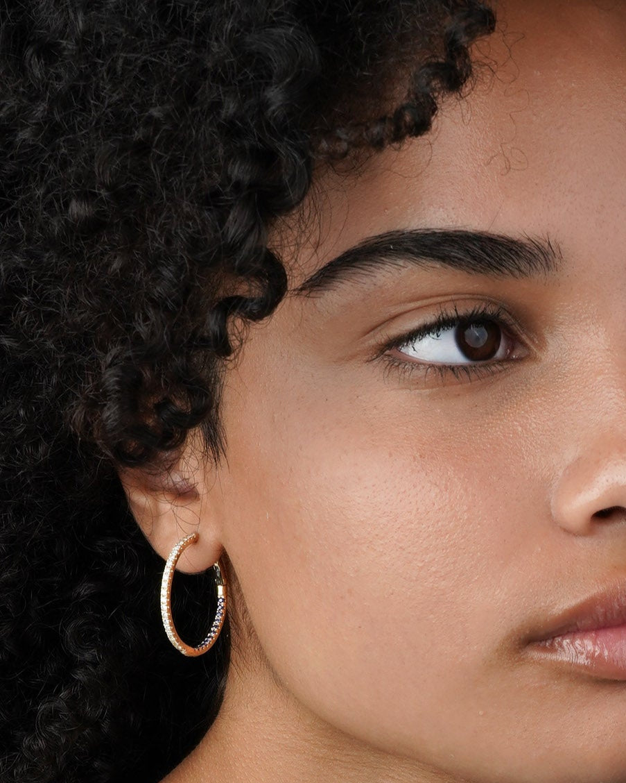 Small Gemstone and Diamond Hoop Earrings