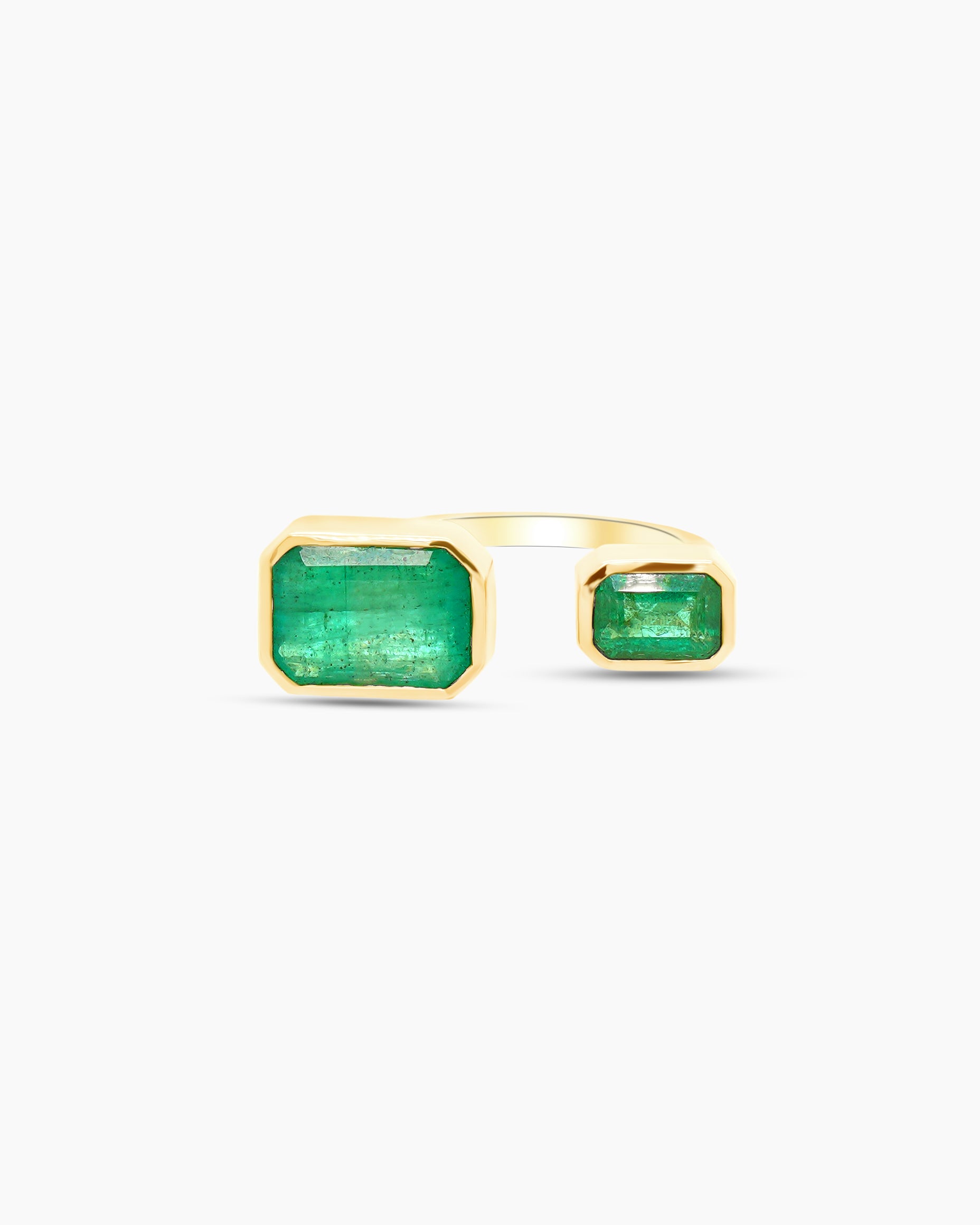 Rectangular Emerald Open Ring