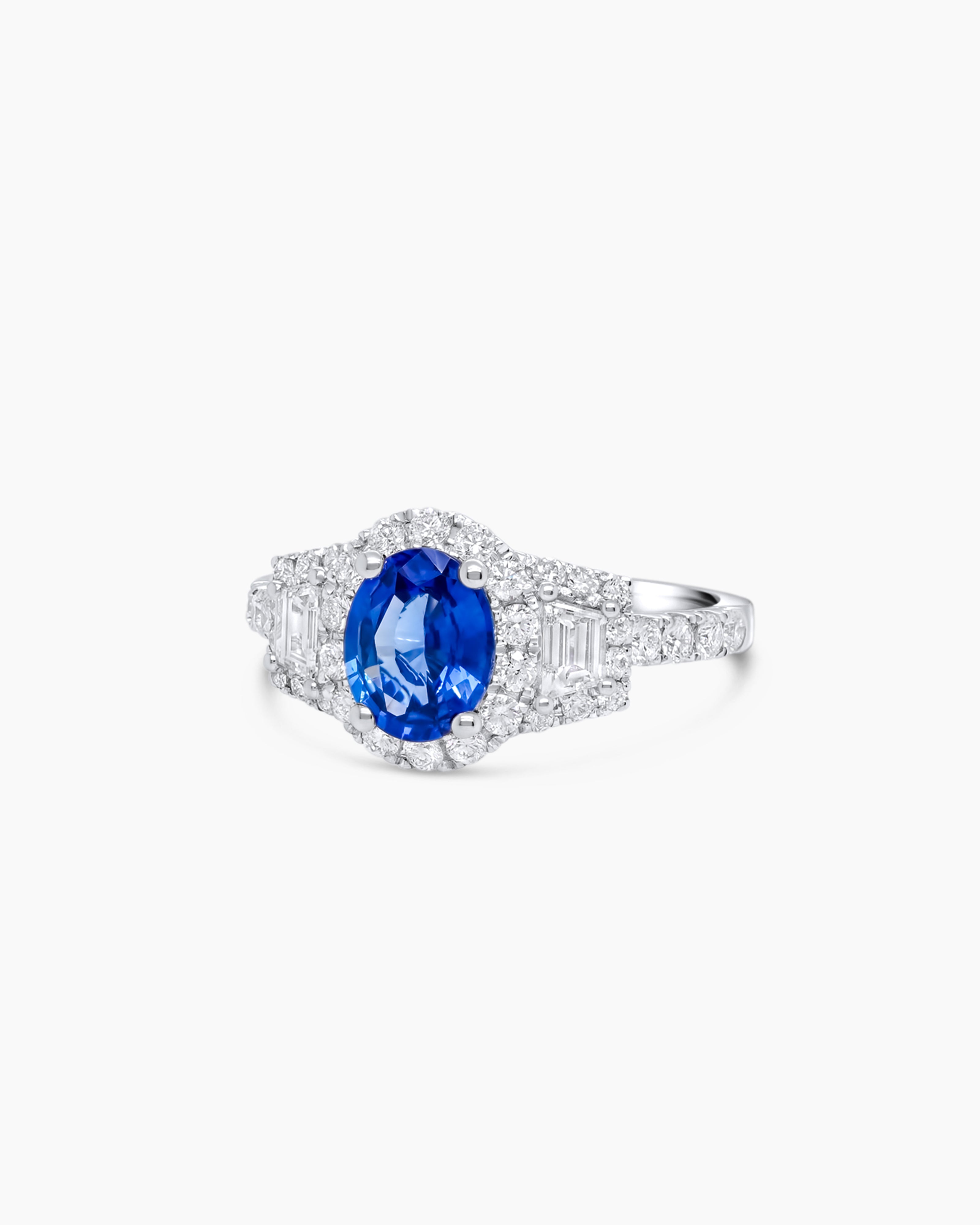 Blue Sapphire and Diamond Cocktail Ring