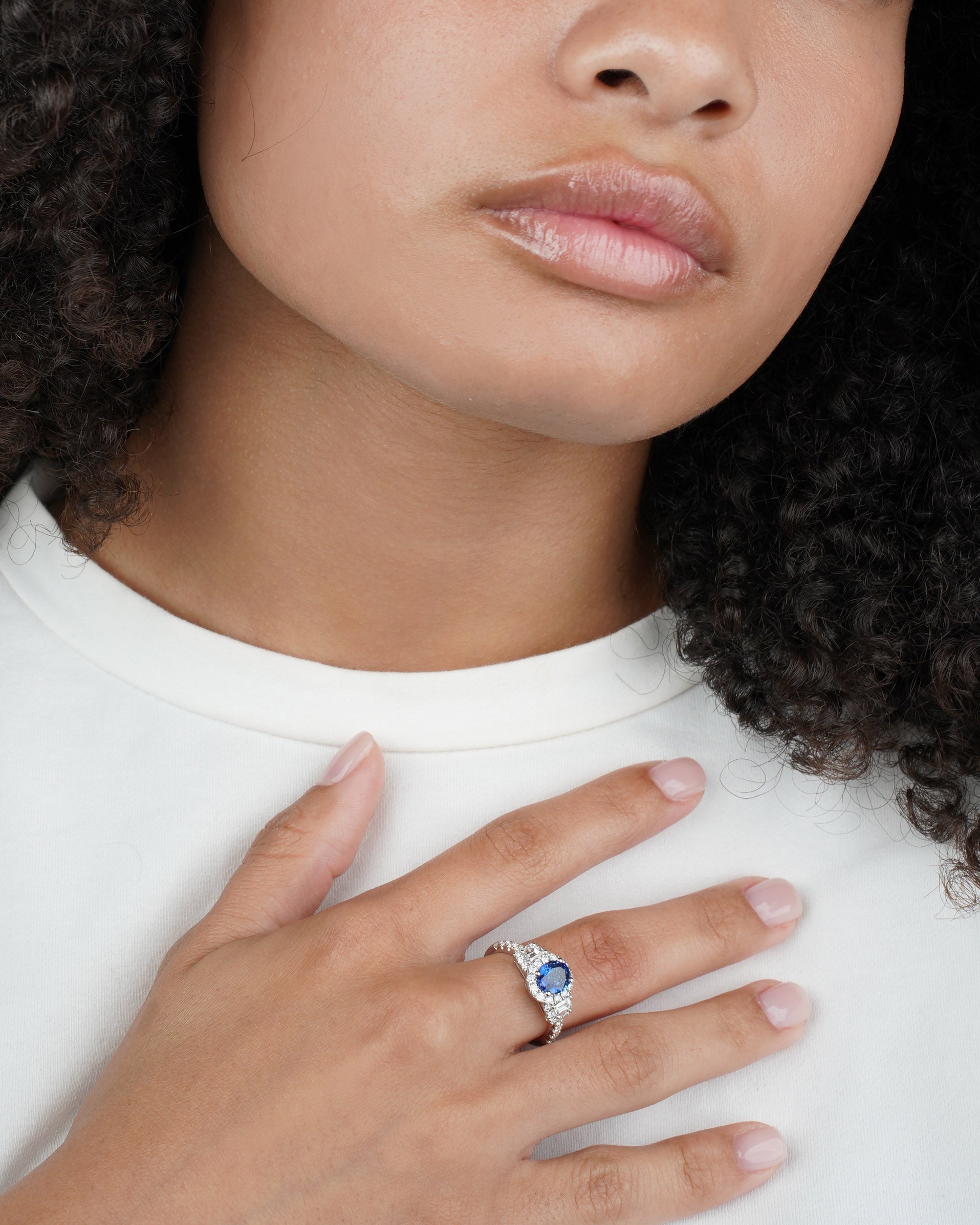 Blue Sapphire and Diamond Cocktail Ring