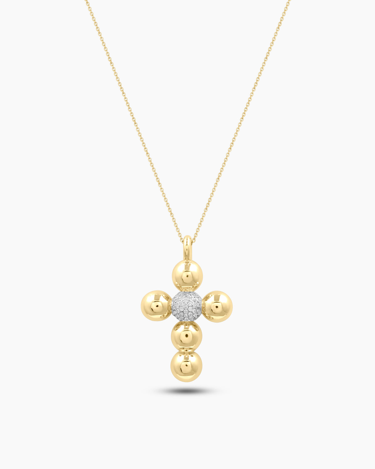 Glimmer | Gold and Diamond Accent Bubble Petite Cross Necklace