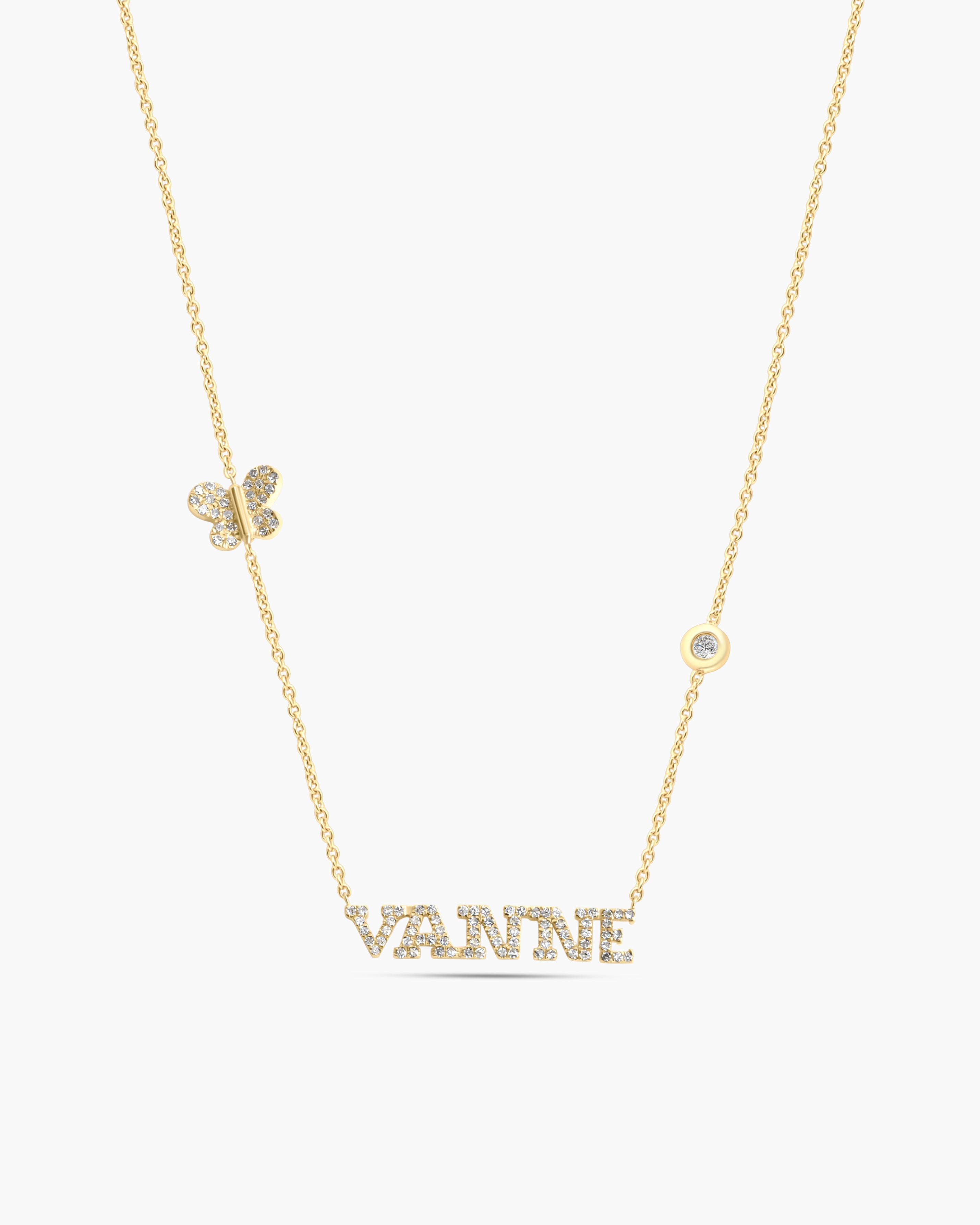 Itty Bitty | Mini Diamond Nameplate Necklace