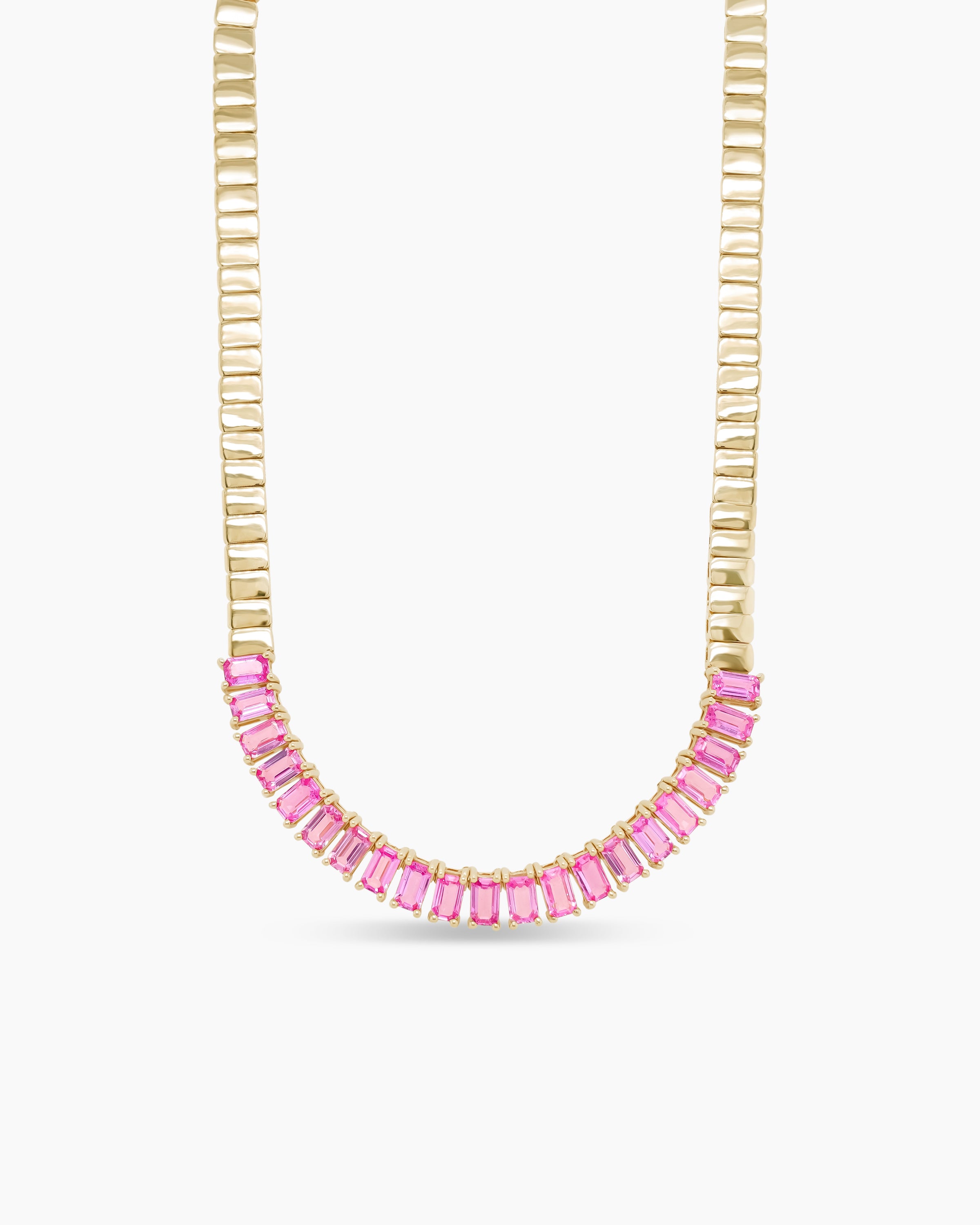 Pink Sapphire Tennis Necklace