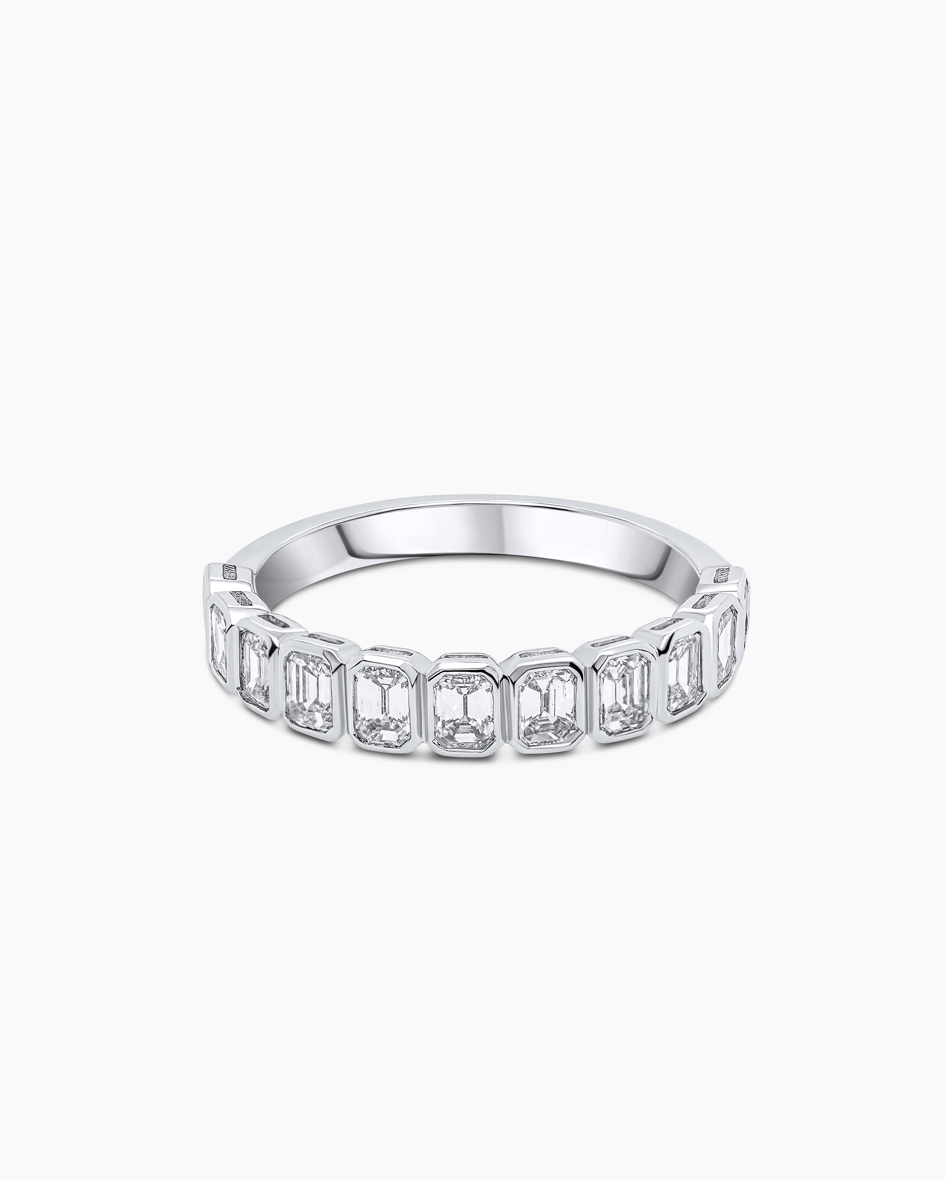 Emerald Cut Diamond Half Eternity Band