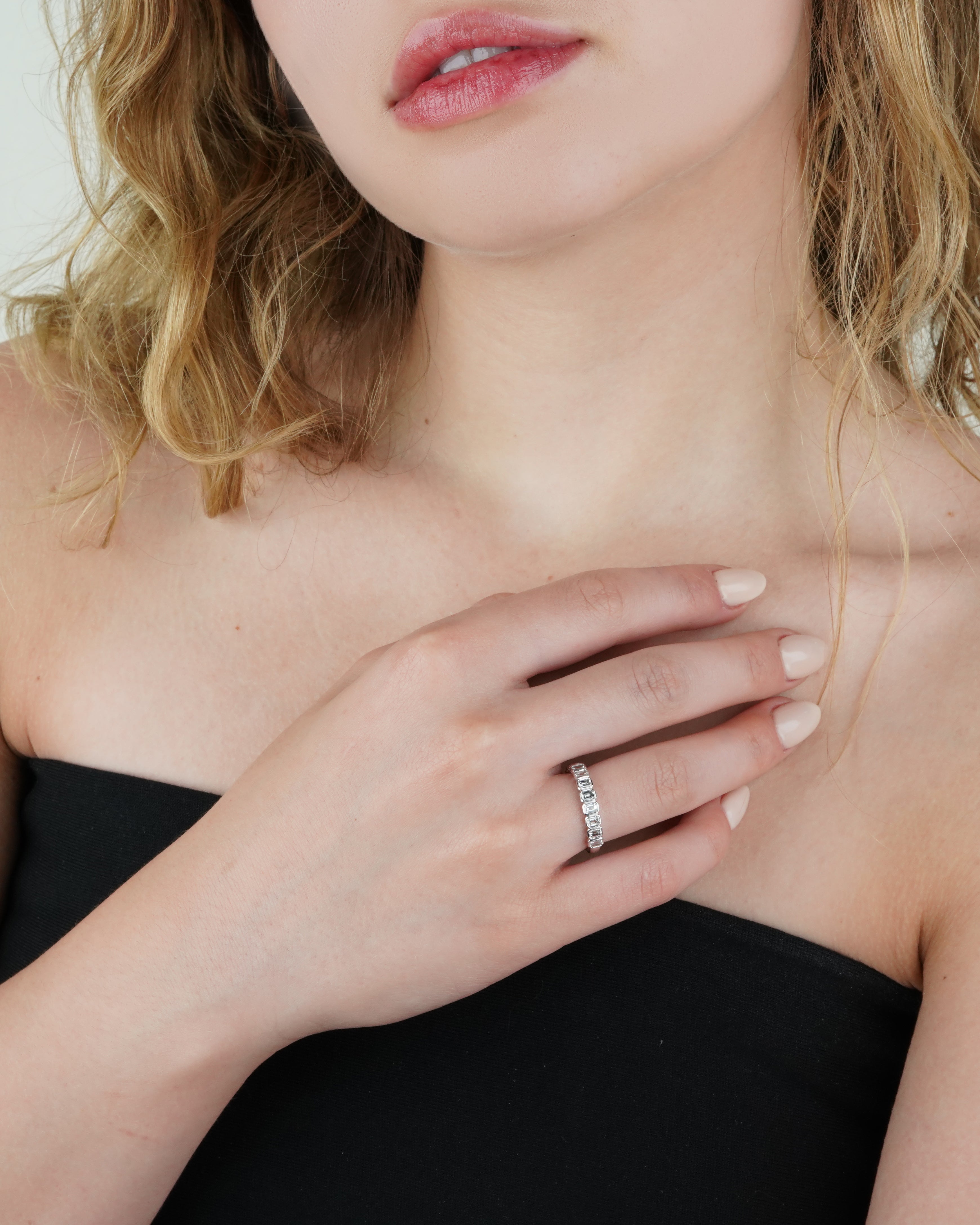 Emerald Cut Diamond Half Eternity Band