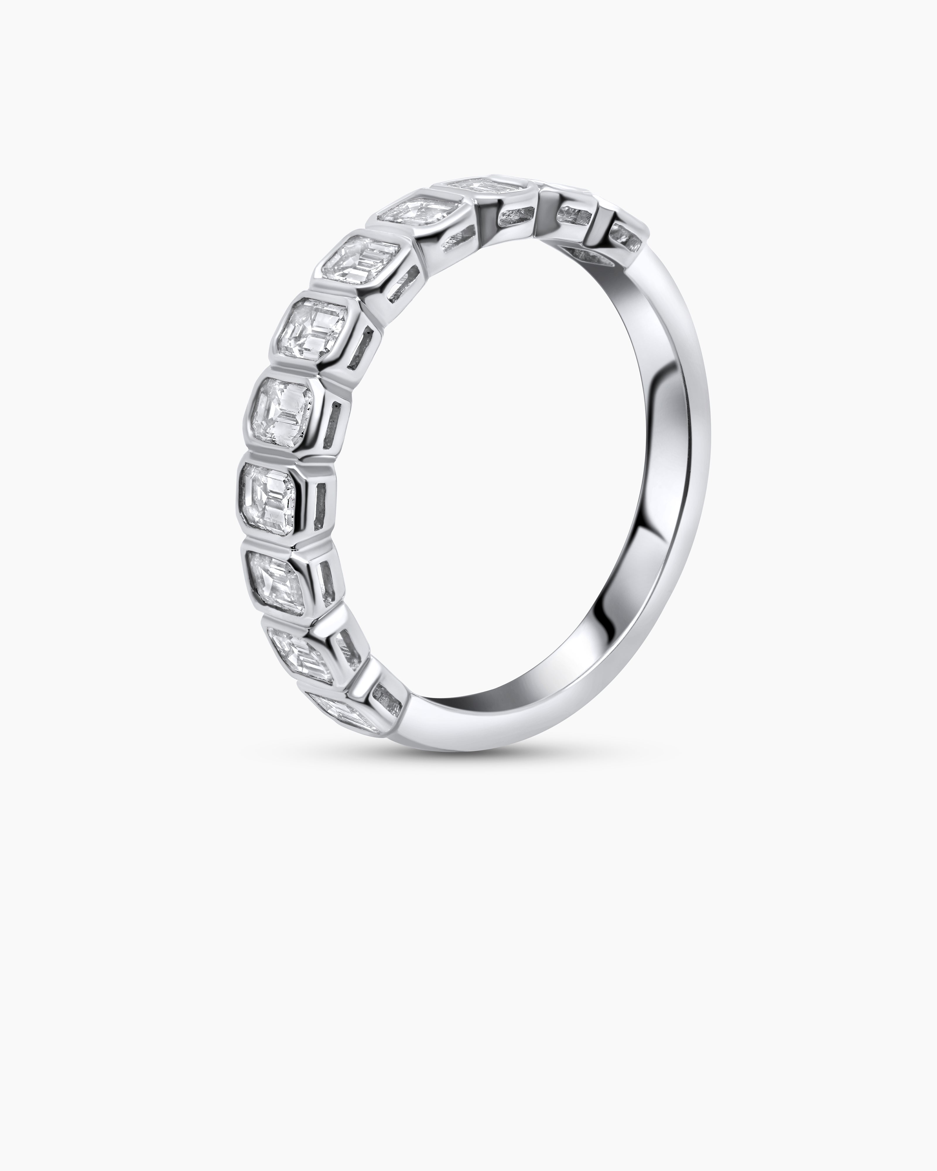 Emerald Cut Diamond Half Eternity Band