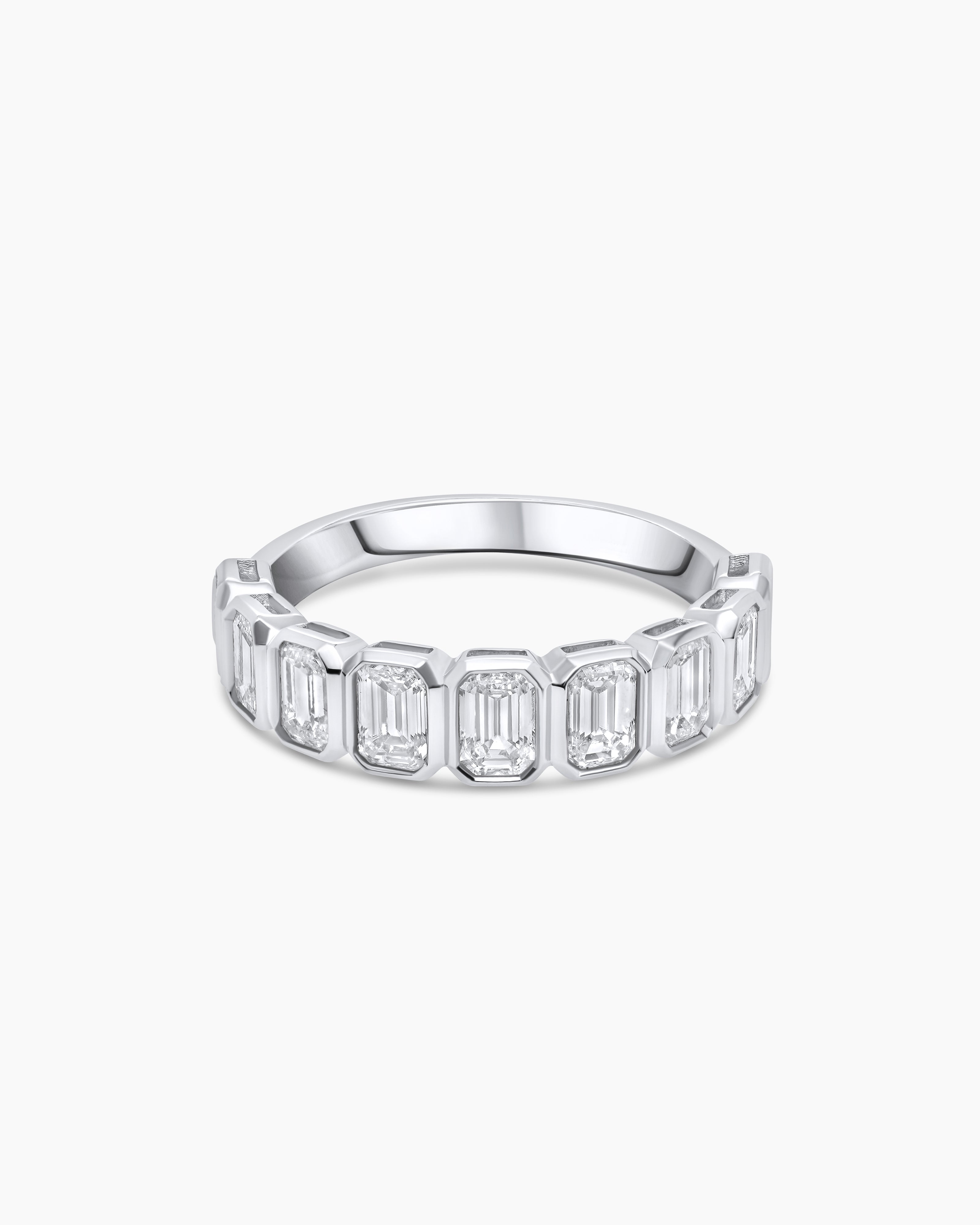Emerald Cut Half Diamond Eternity Band