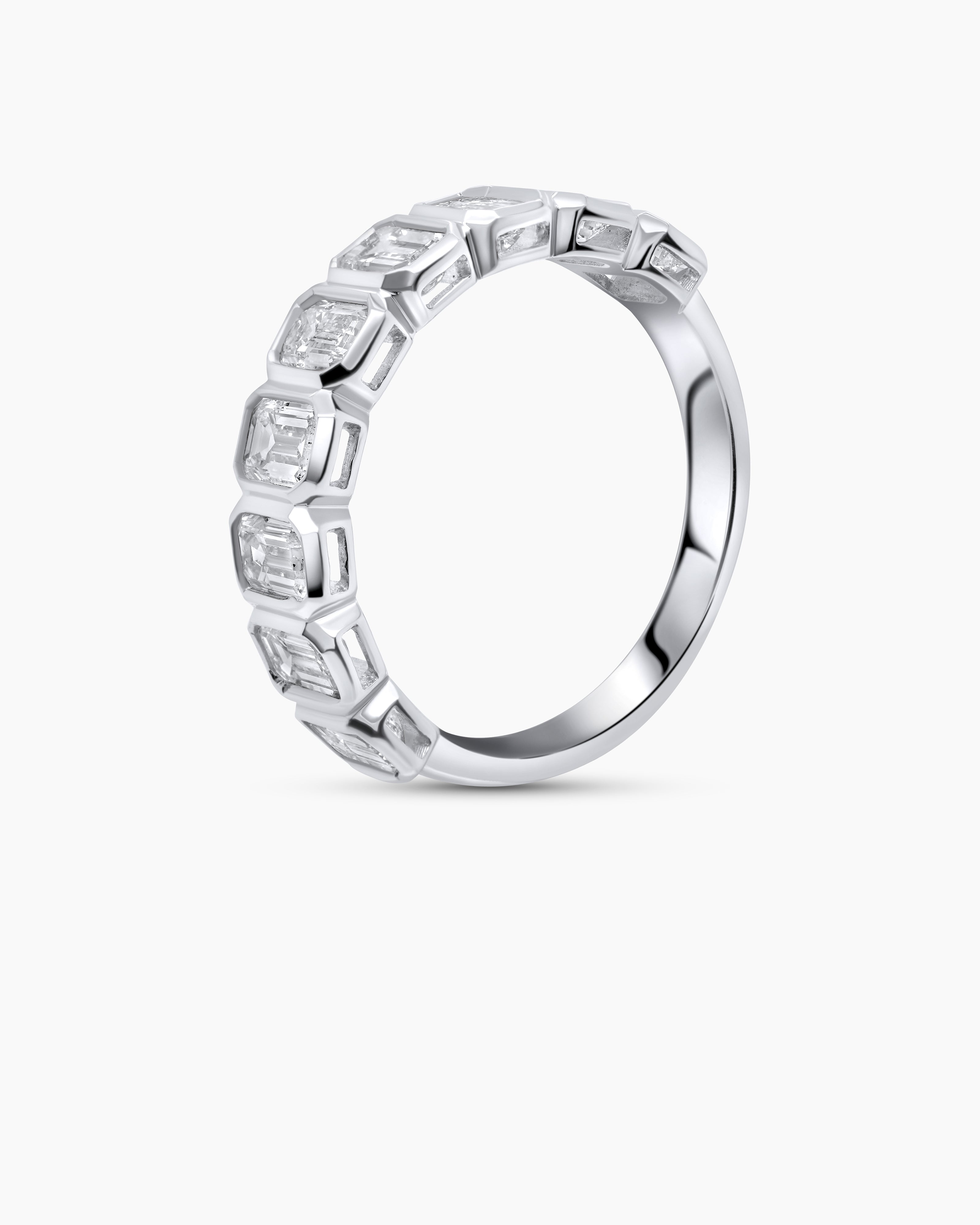 Emerald Cut Half Diamond Eternity Band