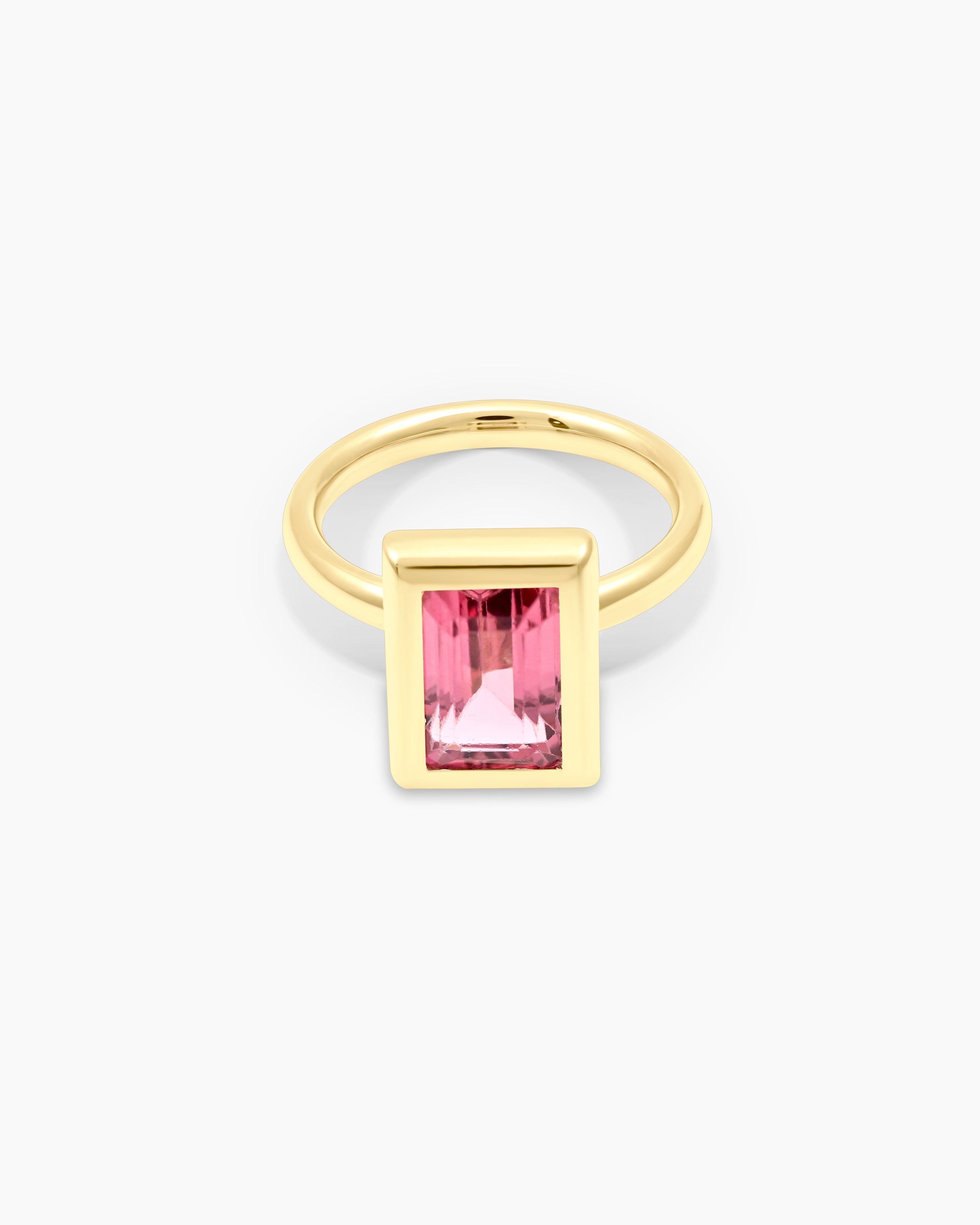 Laguna | Emerald Cut Pink Tourmaline Stackable Ring