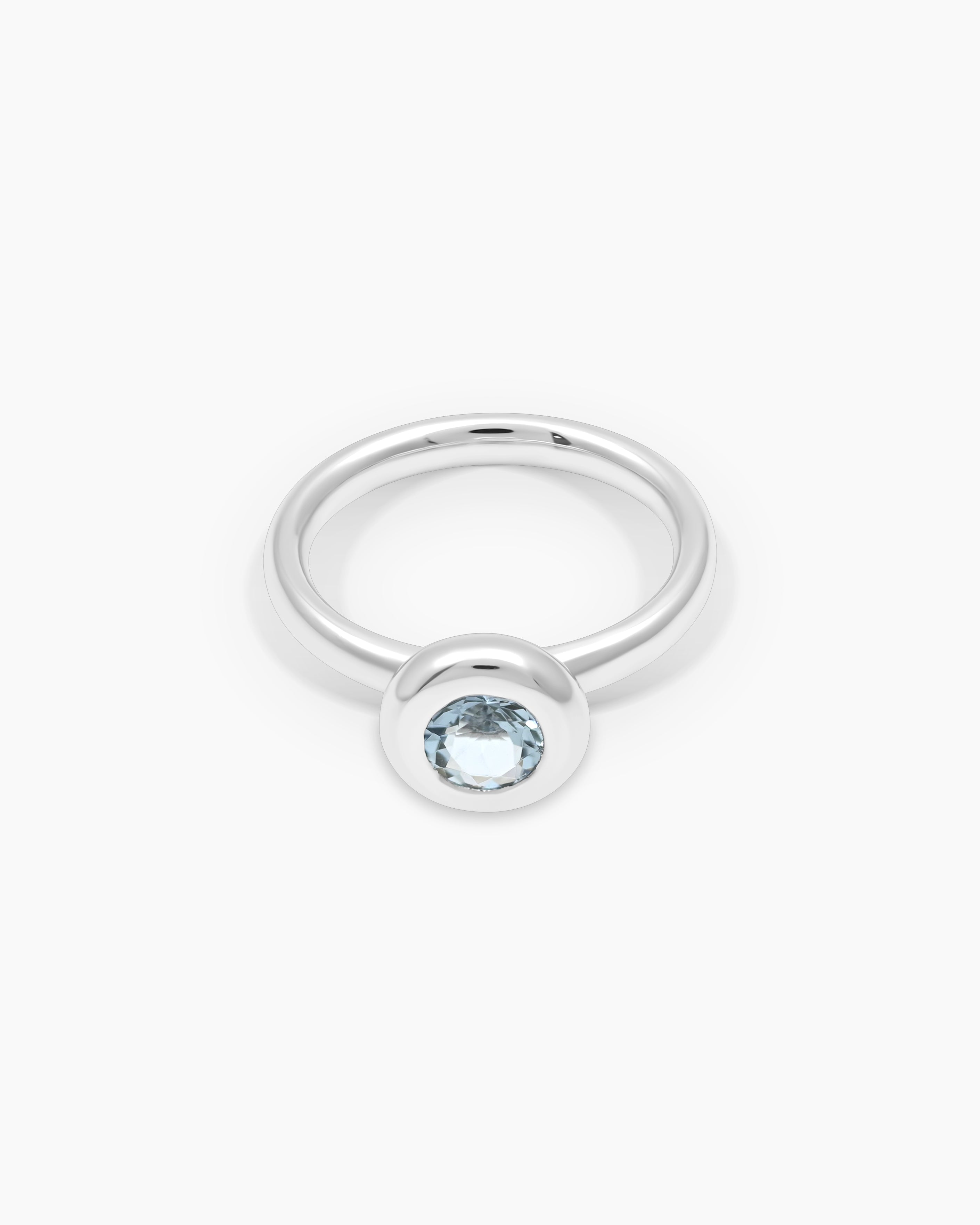 Splash | Round Aquamarine Stackable Ring