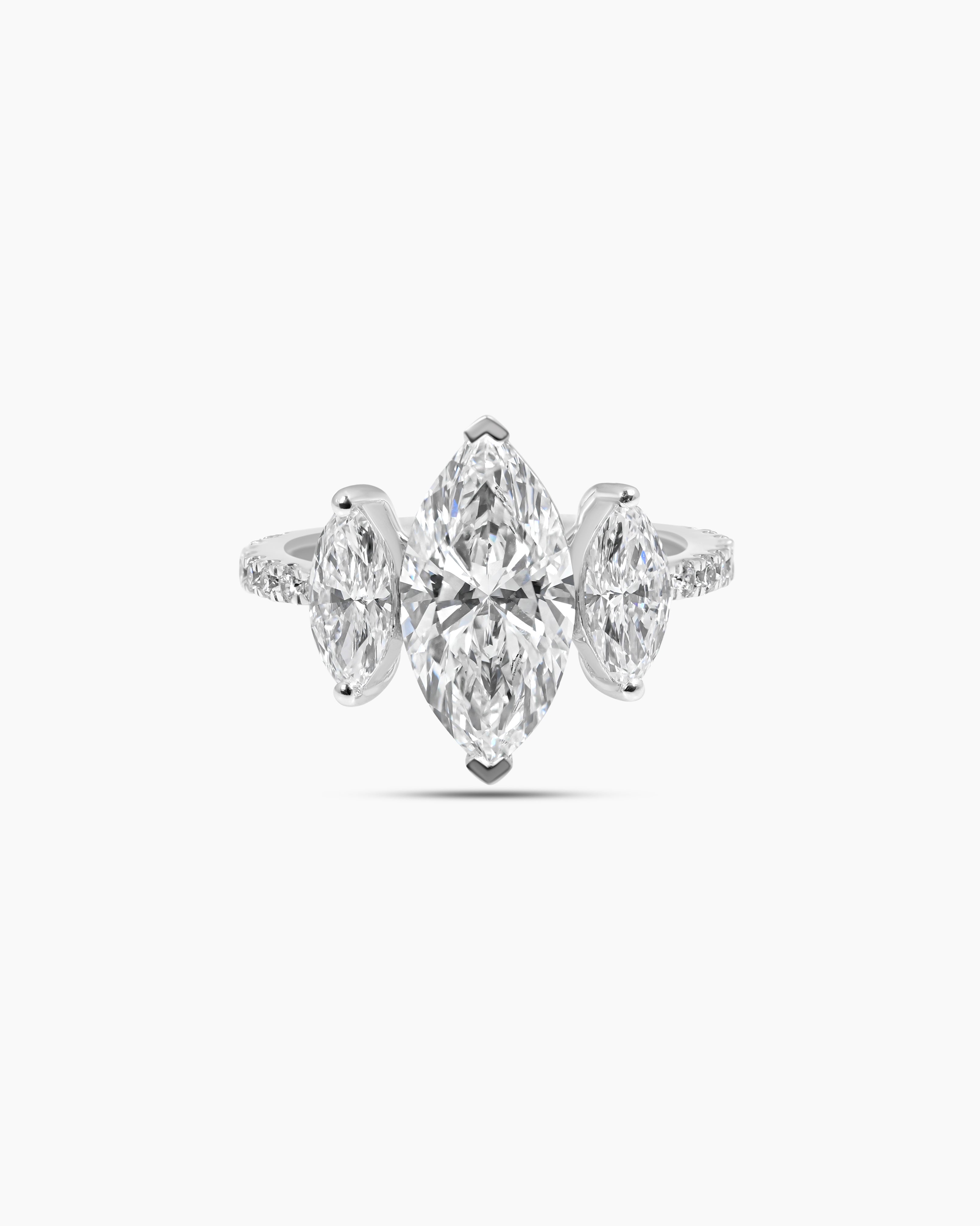Blissful Love | Marquise Cut Three Stone Lab Diamond Engagement Ring