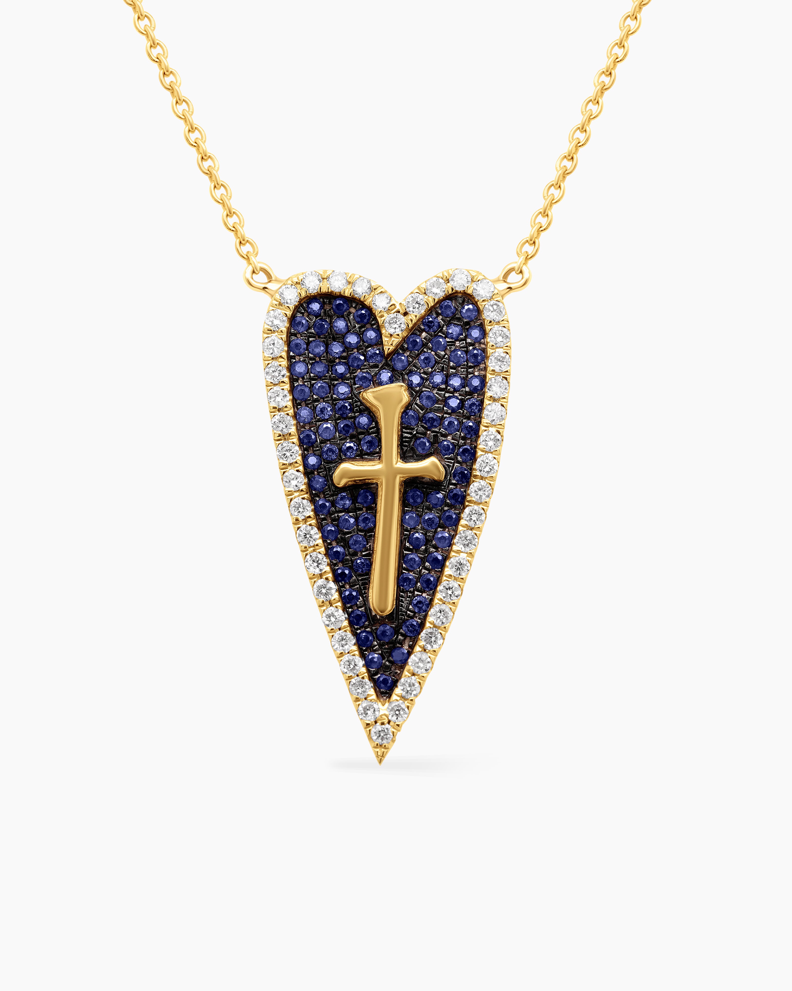 Gemstone and Diamond Heart Pendant Necklace