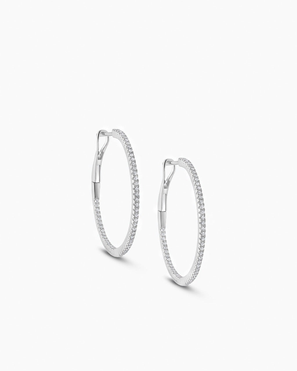 Small Thin Diamond Hoop Earrings