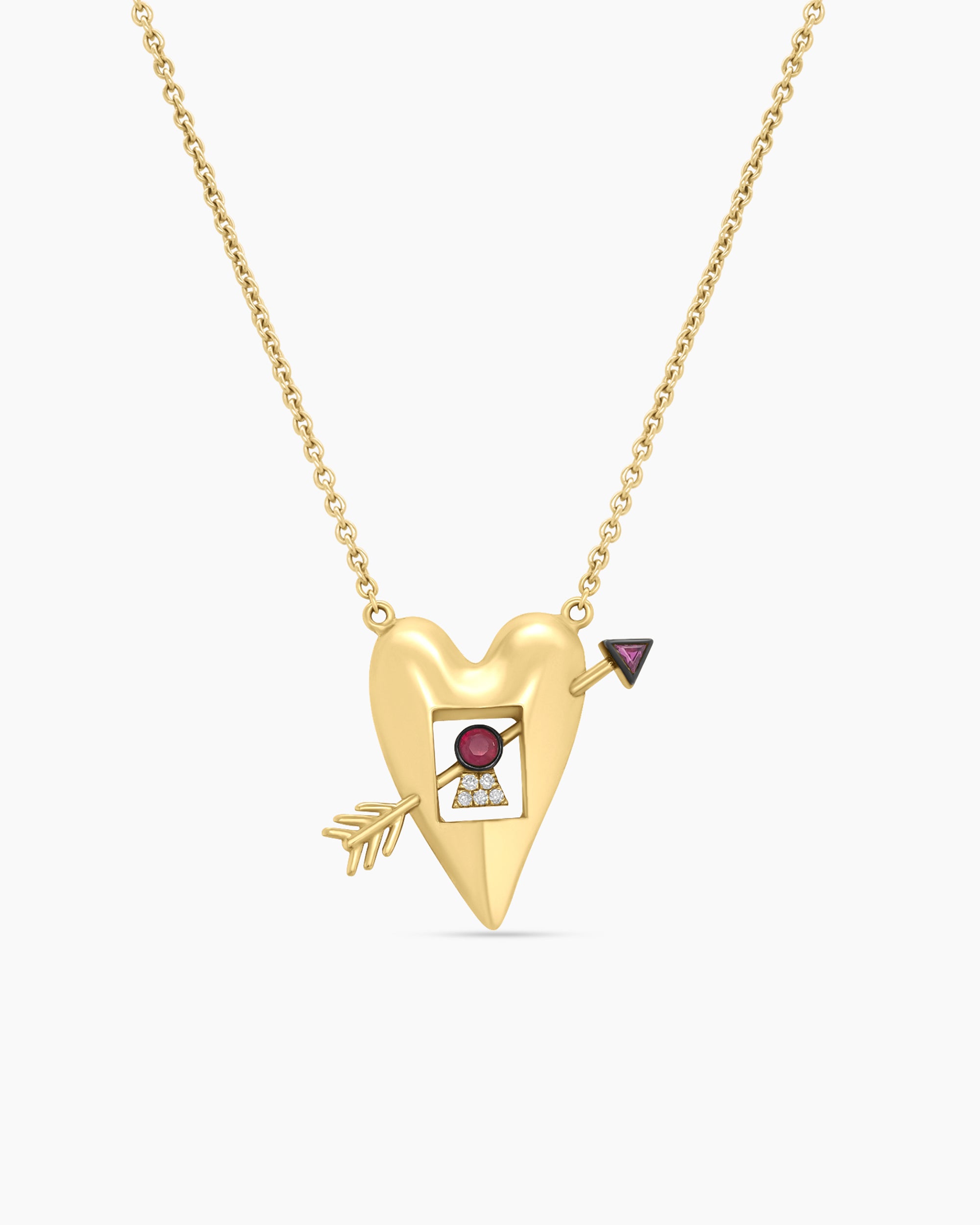 Large Heart and Arrow Pendant Necklace
