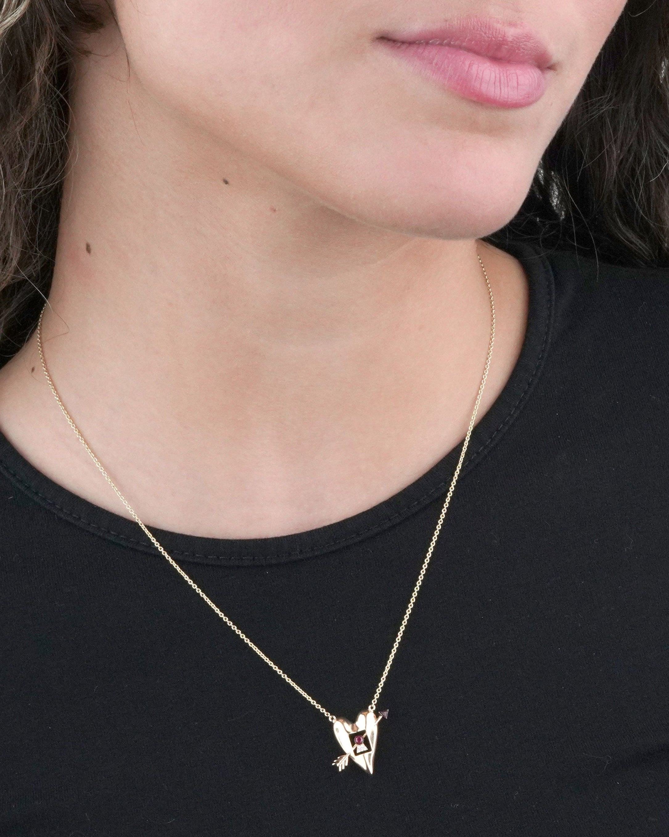 Small Heart and Arrow Pendant Necklace