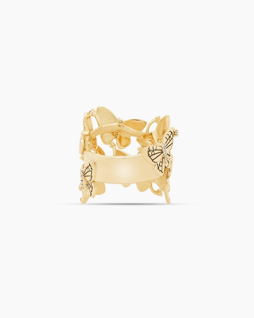 Diamond Butterflies Cigar Band Ring