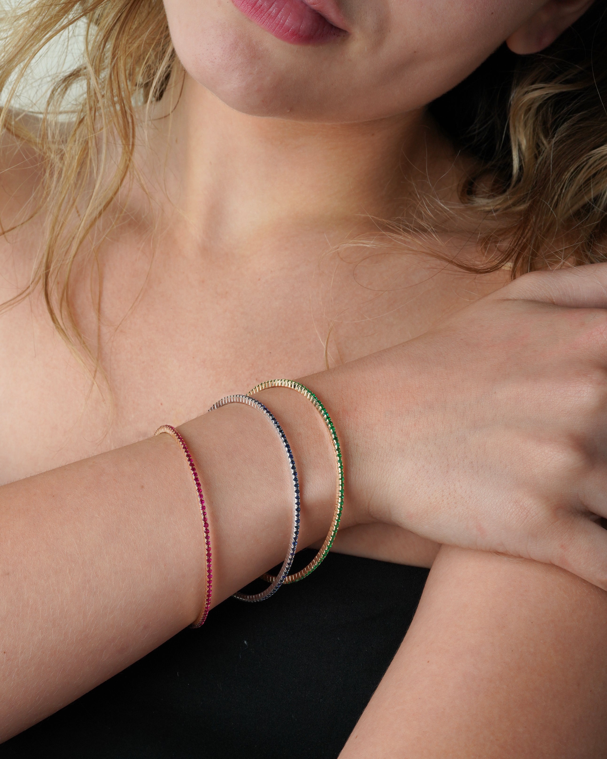 Yellow Gold Gemstone Bangle Bracelet