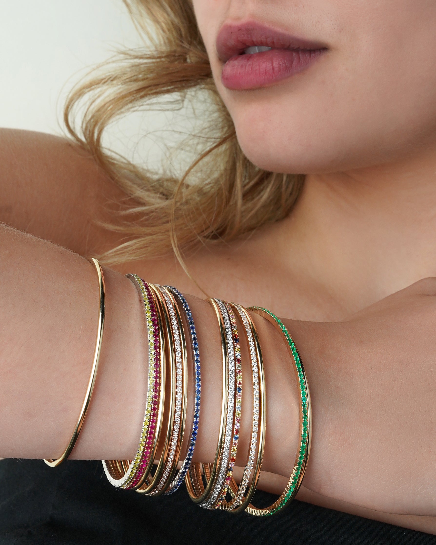 Diamond and Gemstone Bangle Bracelets