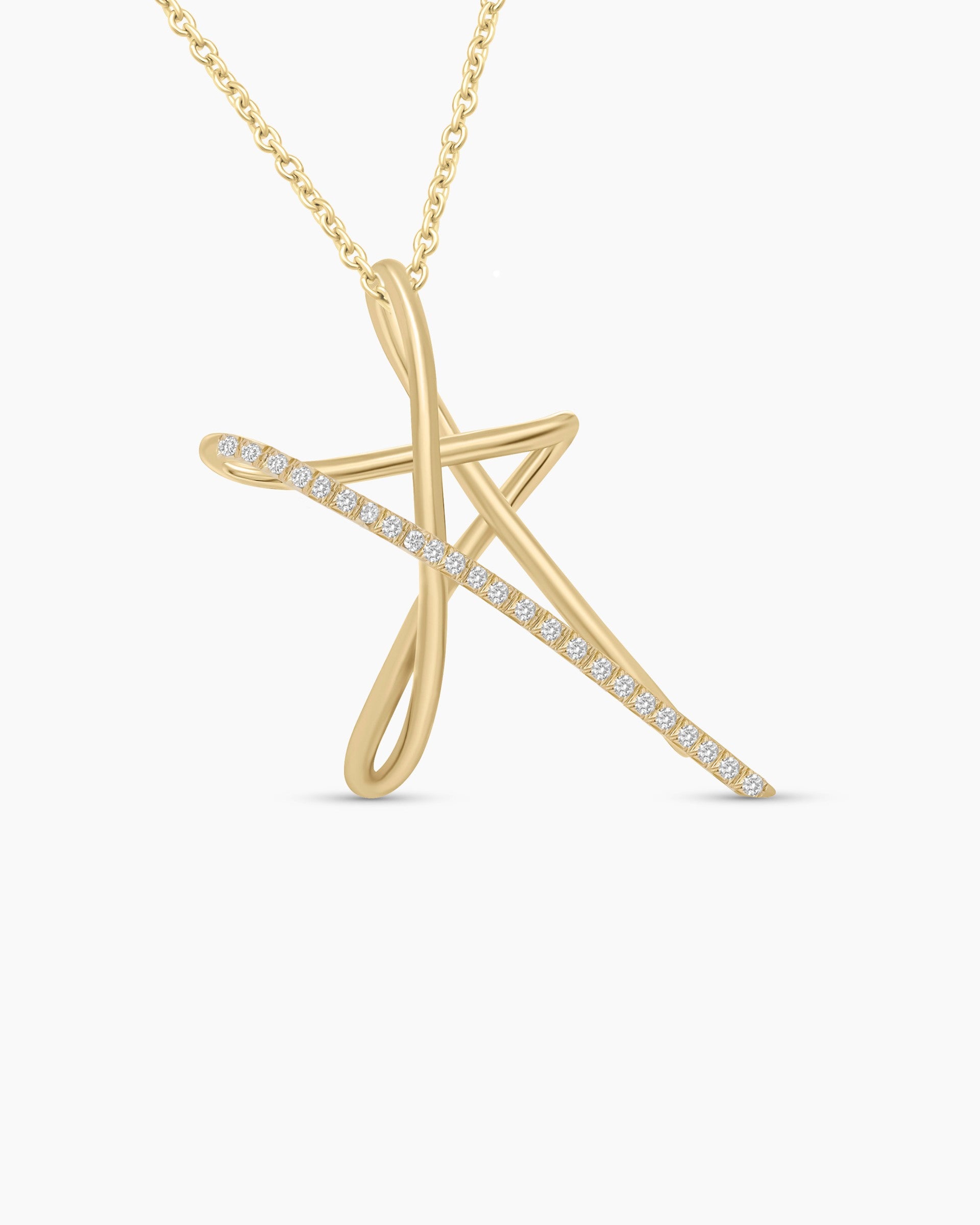 Large Gold and Diamond Star Pendant Necklace