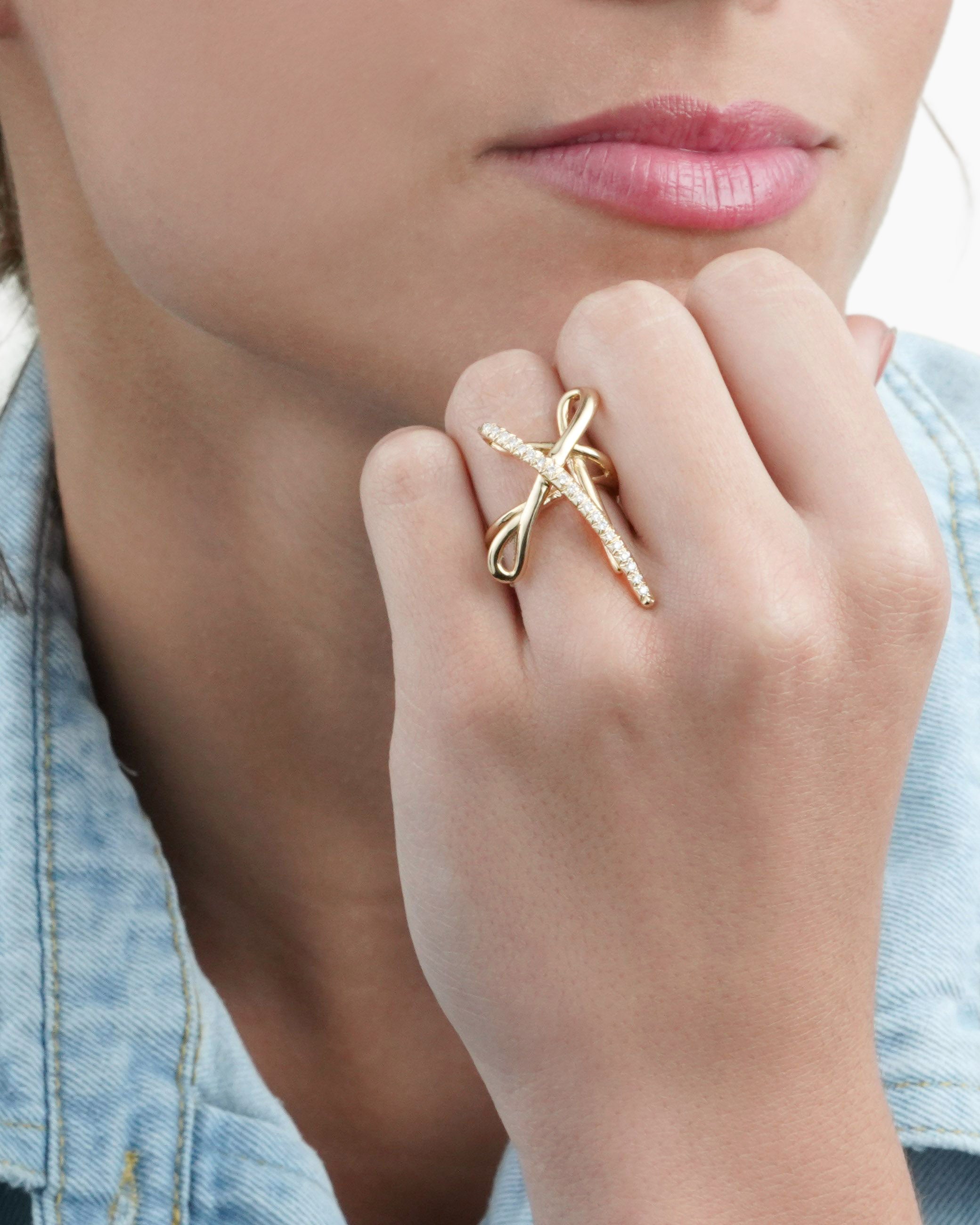 Medium Diamond Star Scribble Ring