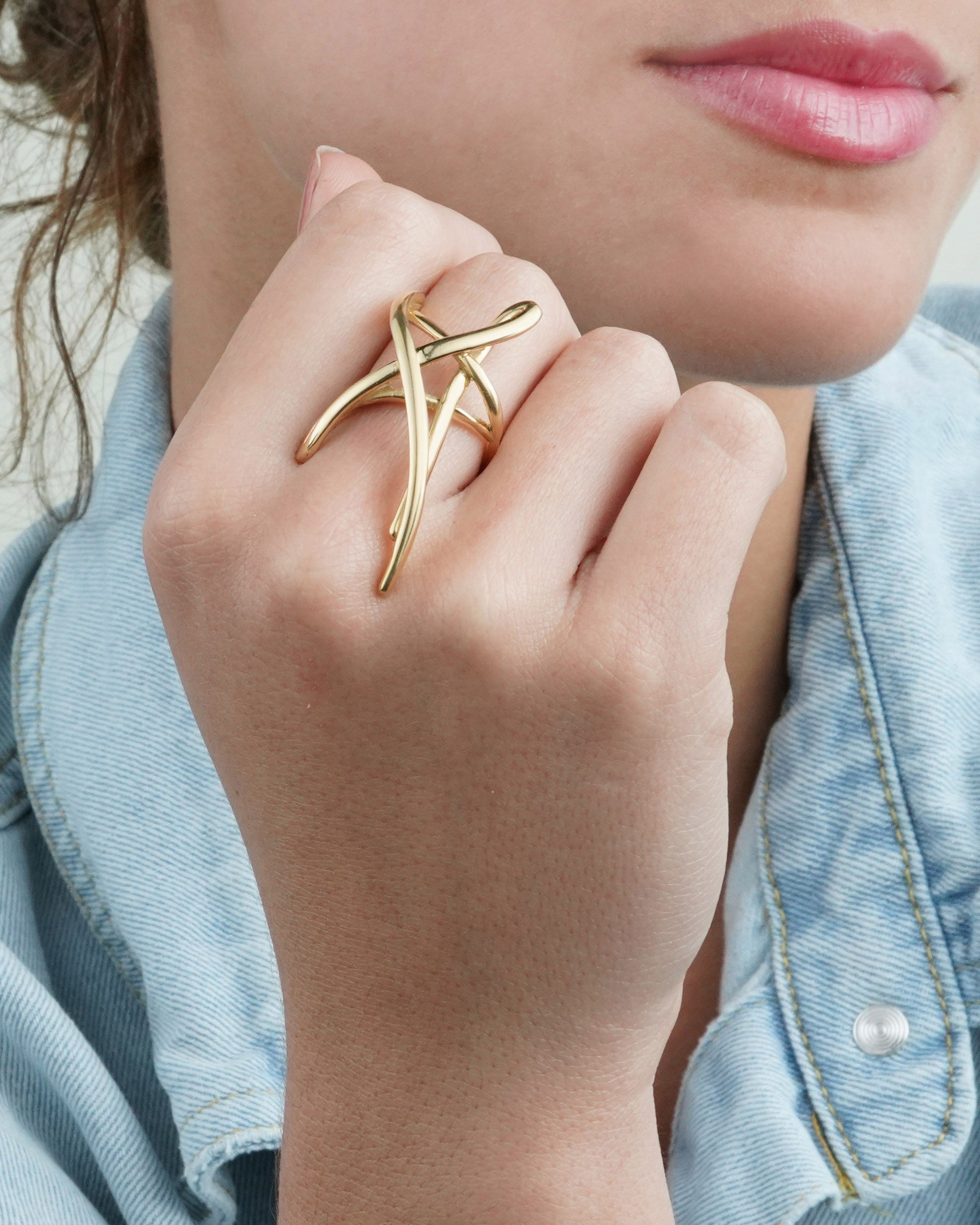 Large Star Scribble Statement Ring