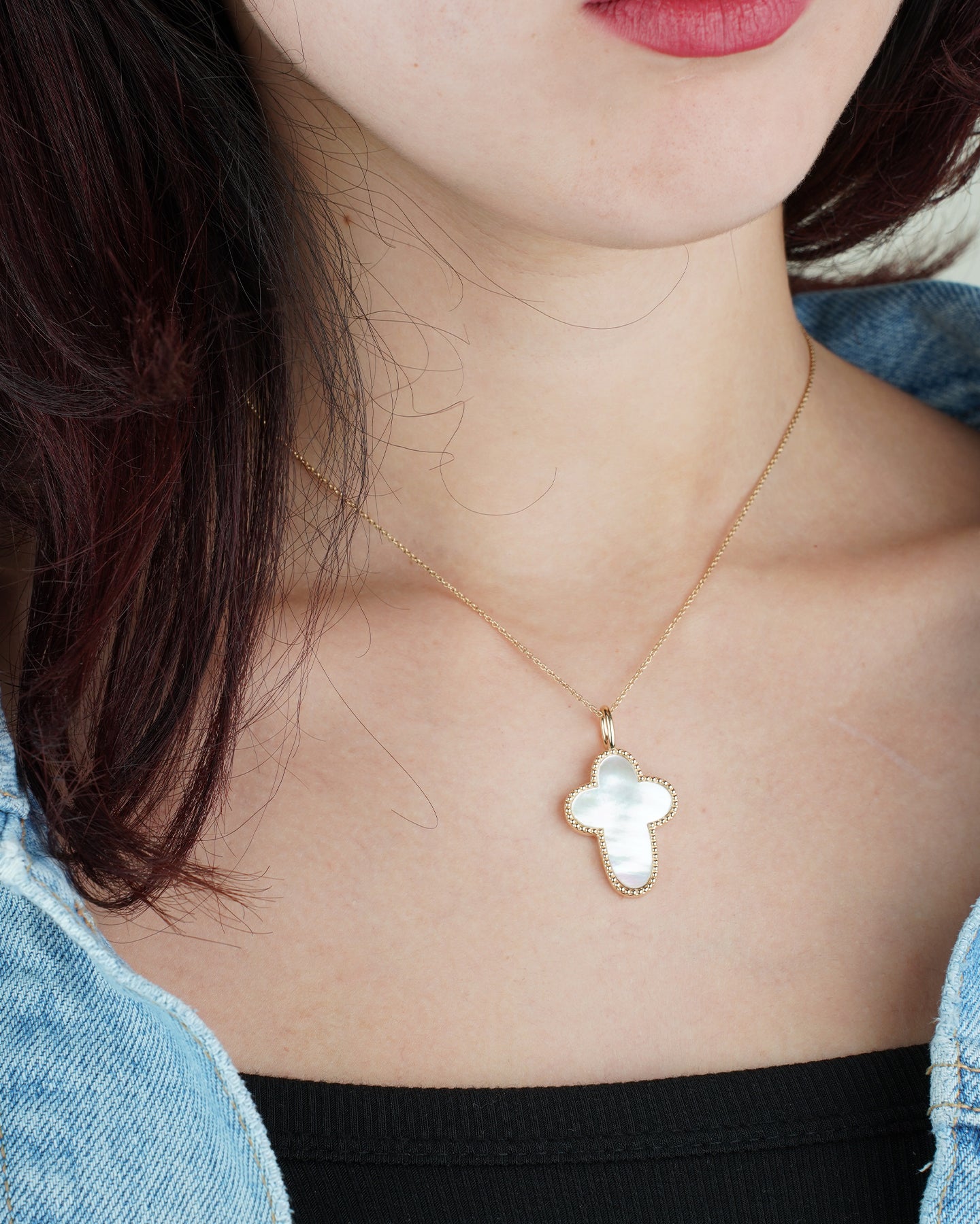 Basilica | Small Mother of Pearl Bubble Cross Necklace