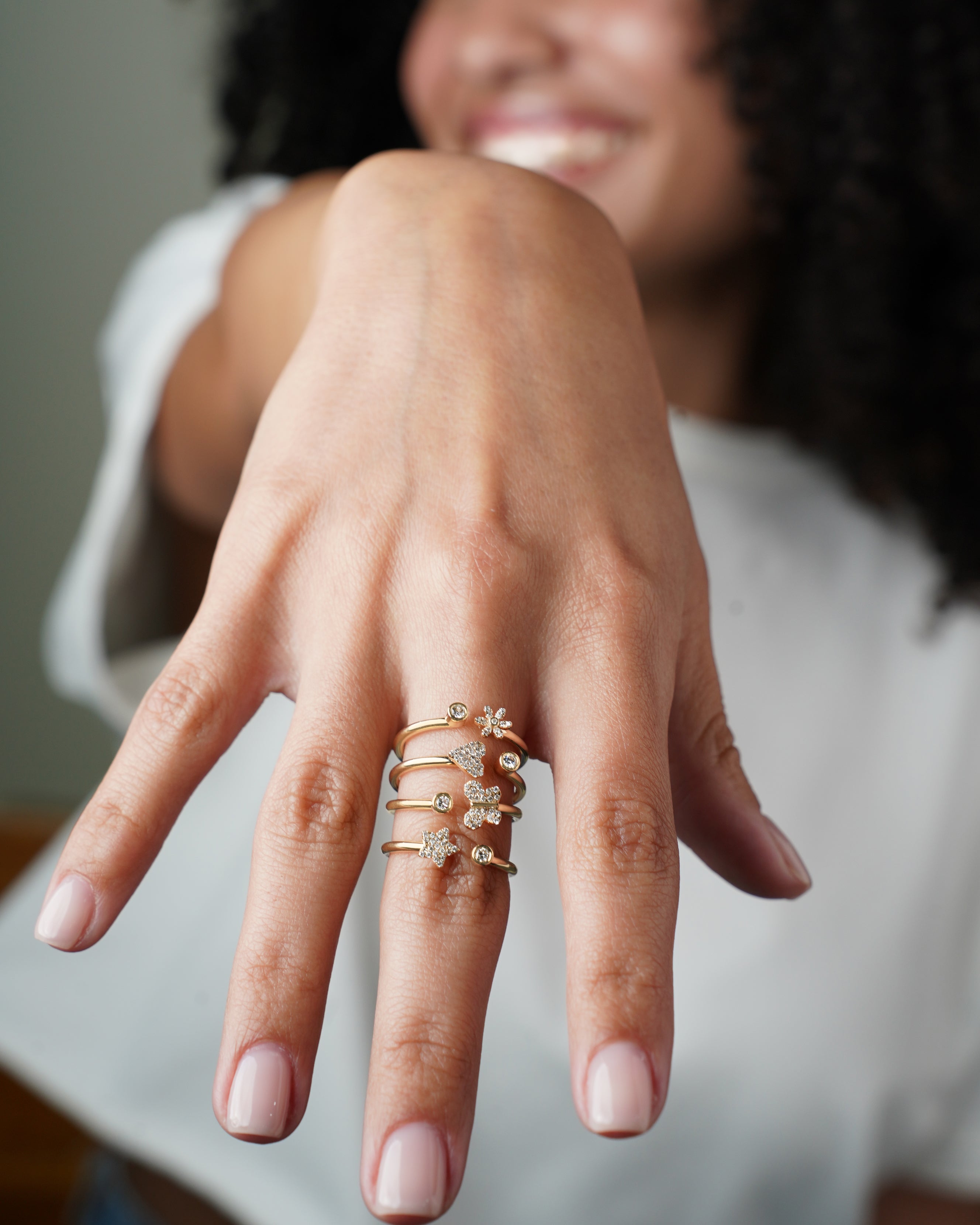 Dainty Diamond Open Style Rings