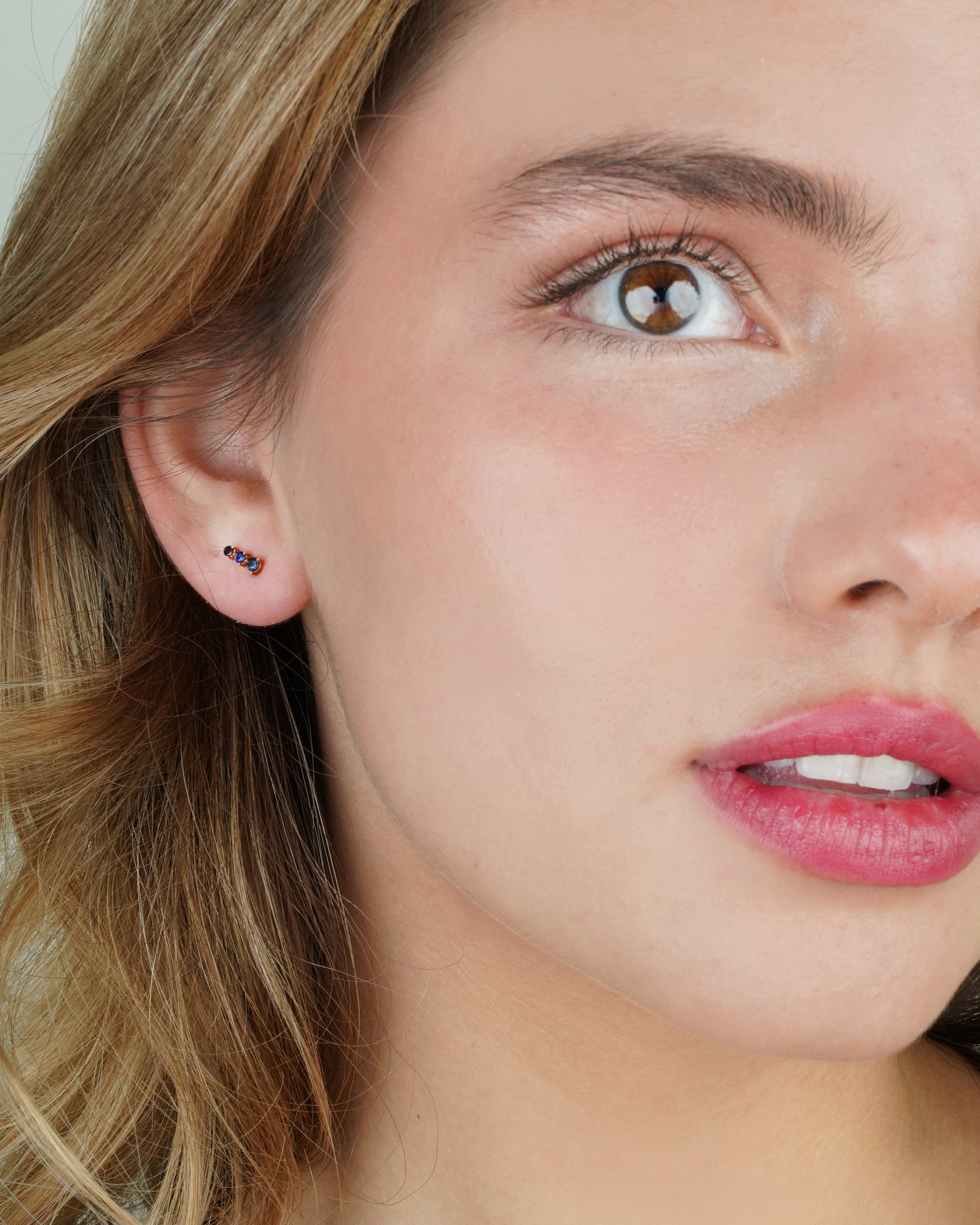 Graduated Gemstone Stud Earrings