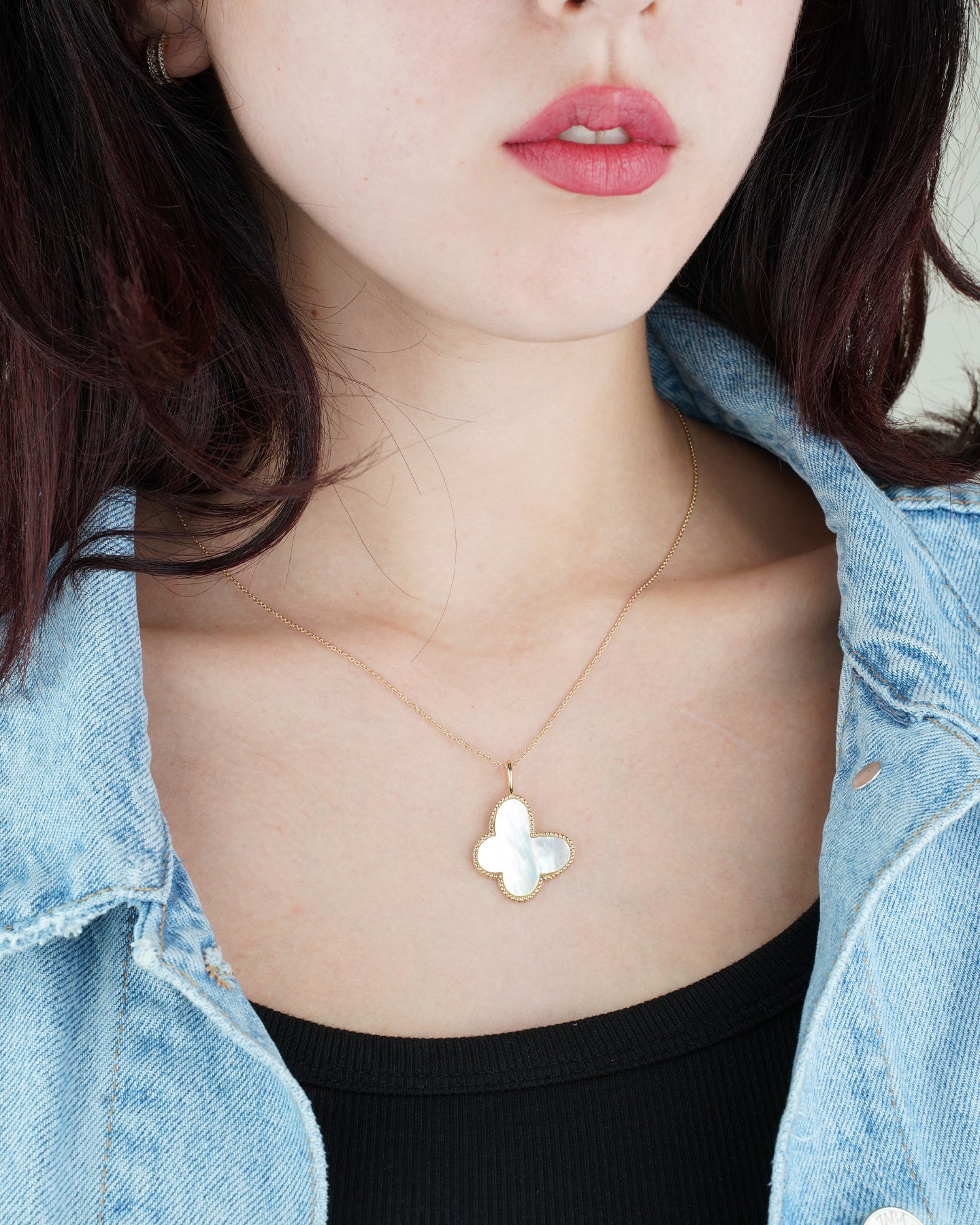 Mother-of-Pearl Butterfly Pendant Necklace