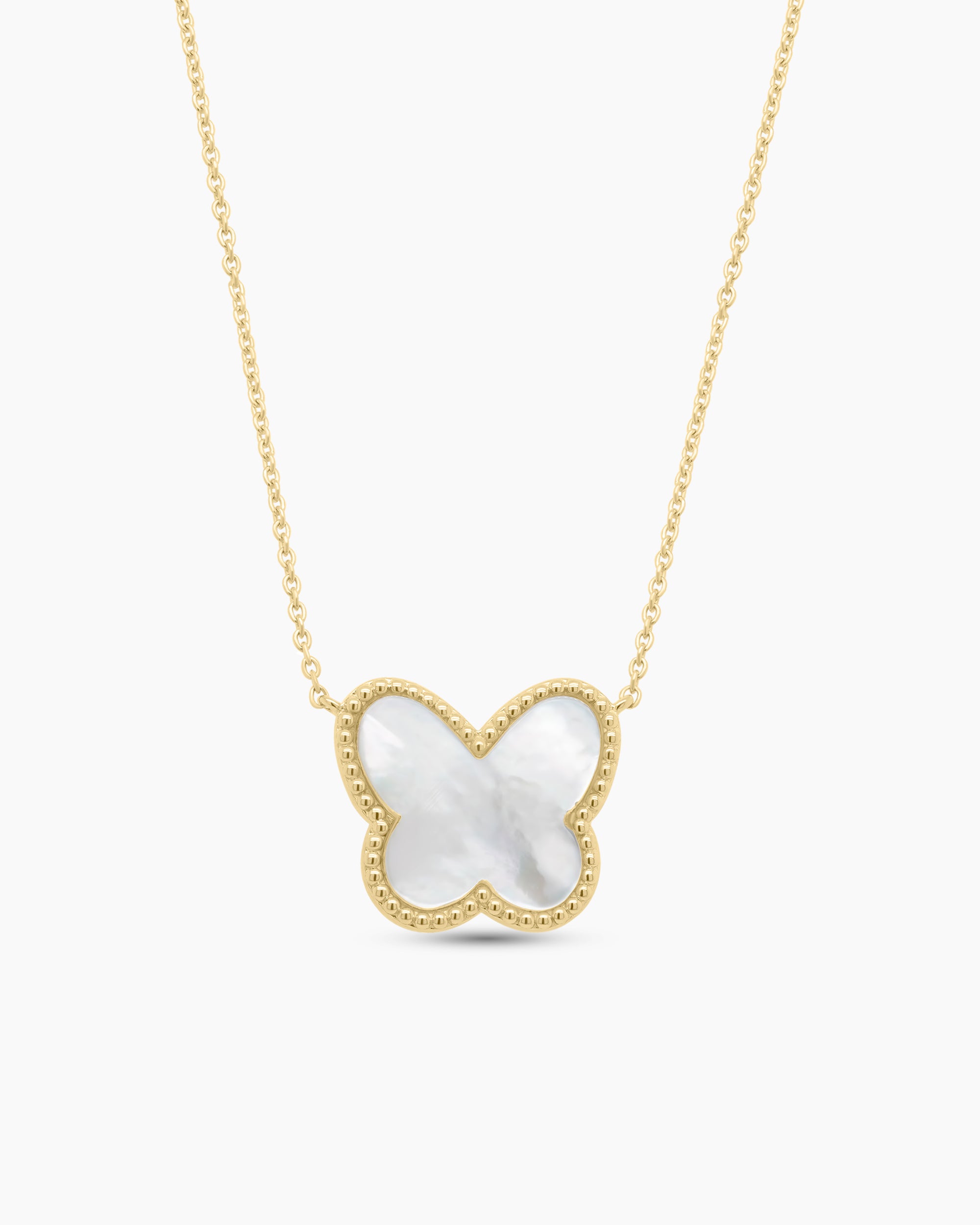 Mother-of-Pearl Butterfly Pendant Necklace