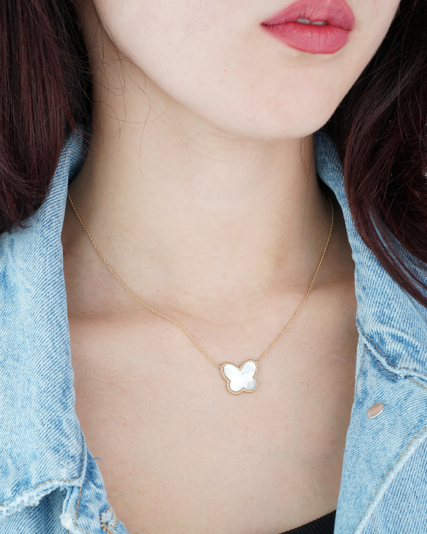 Mother-of-Pearl Butterfly Pendant Necklace