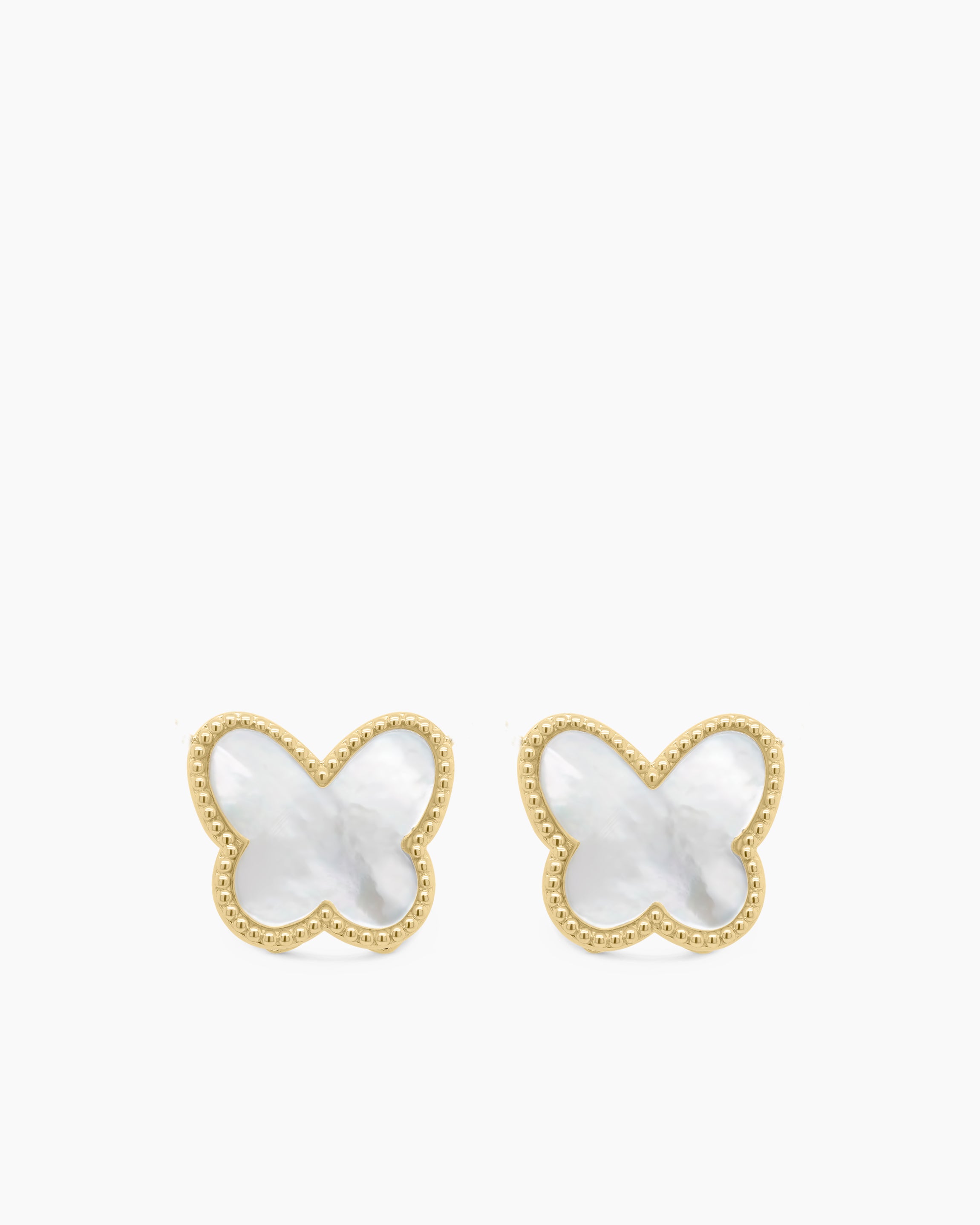 Small Mother of Pearl Bubble Butterfly Earrings